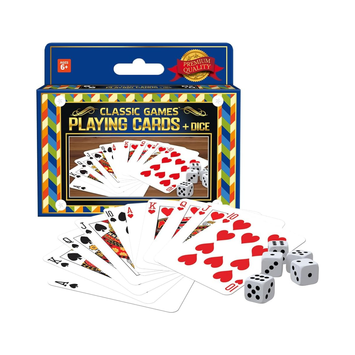 Ambassador Classic Games, 2 Decks Playing Cards, 5 Dice, Portable Pack, Ages 6+