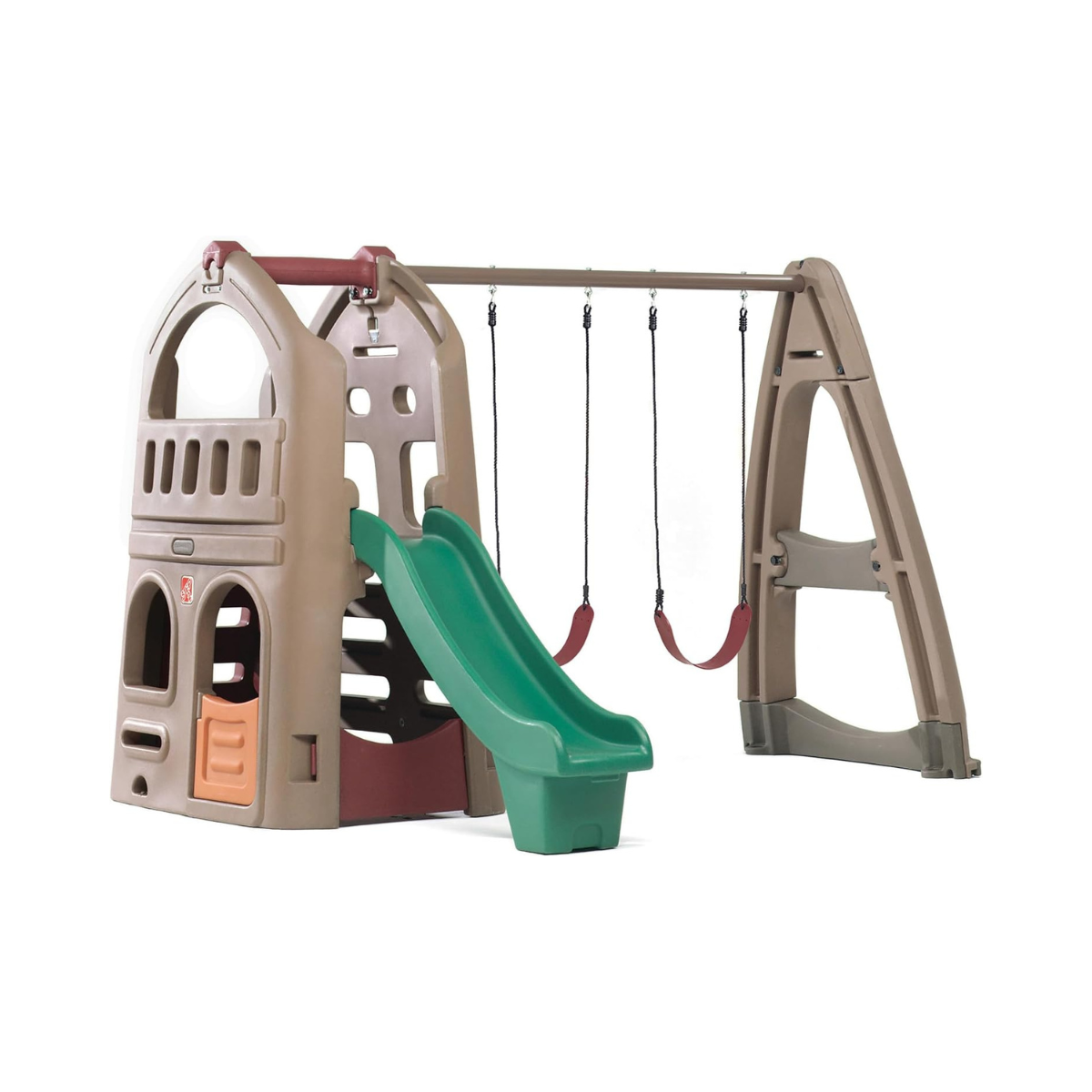 Step2 Naturally Playful Playhouse Climber, Swing Extension, Playhouse + Slide + Swings, Outdoor Playset for Kids 3+