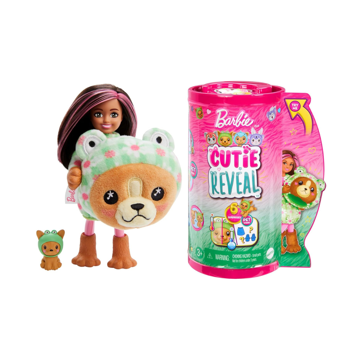 Barbie Cutie Reveal Costume-Themed Chelsea Doll & Accessories, Puppy in Frog, 6 Surprises, Ages 3+