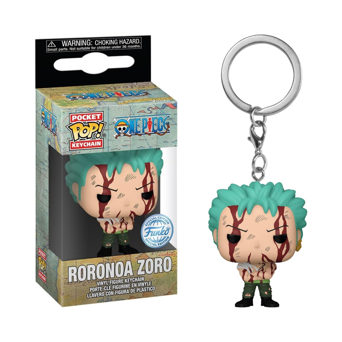 Funko Pop Pocket Keychain Roronoa Zoro One Piece Mini Vinyl Figure Collectible Keyring Anime Merchandise Gift Idea Backpack Decor Ages 3+