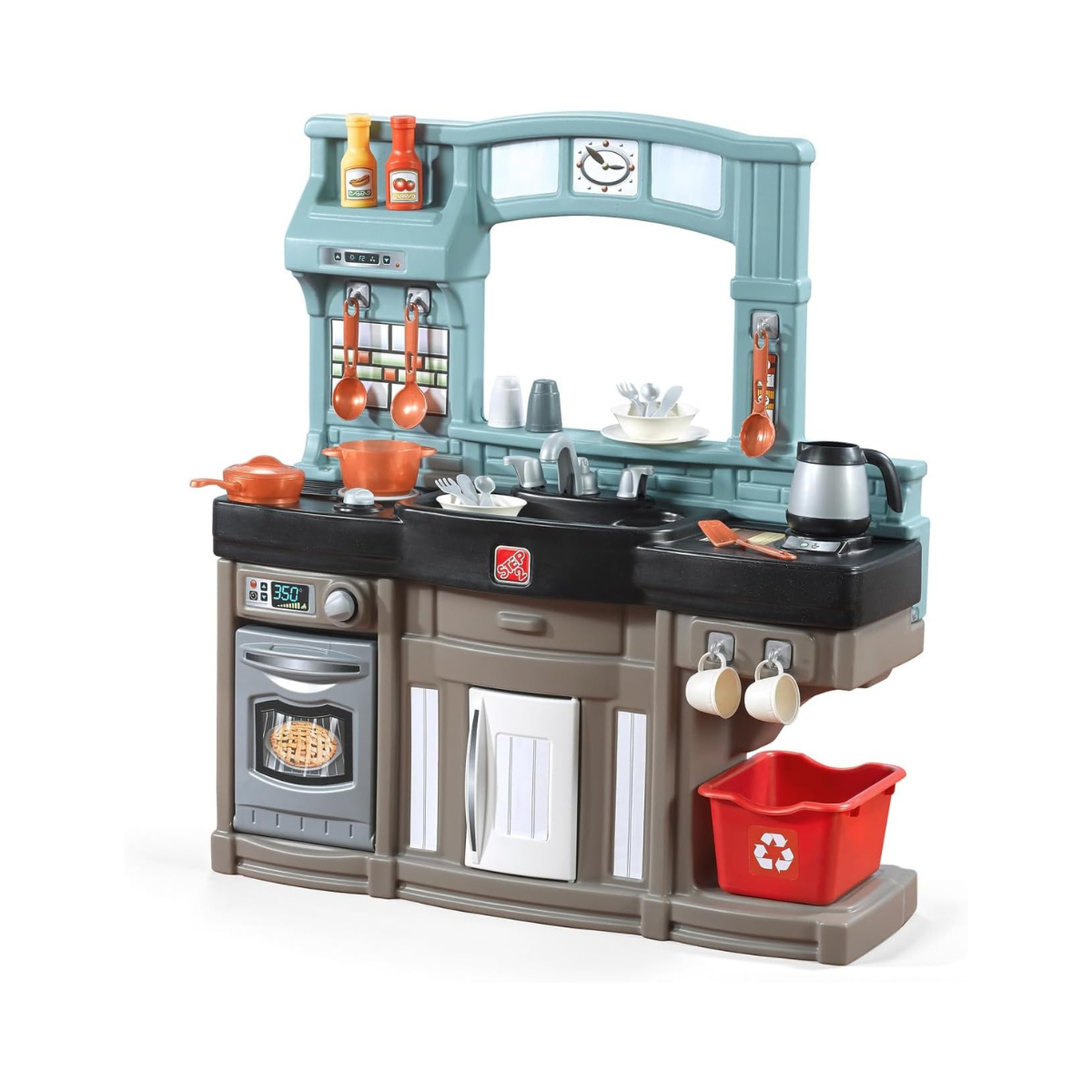 Step2 Best Chefs Kitchen Refresh, Interactive Roleplay Kitchen Set with Lights Sounds Accessories, Pretend Cooking Toy for Kids Boys and Girls Age 2 to 6, Multicolor