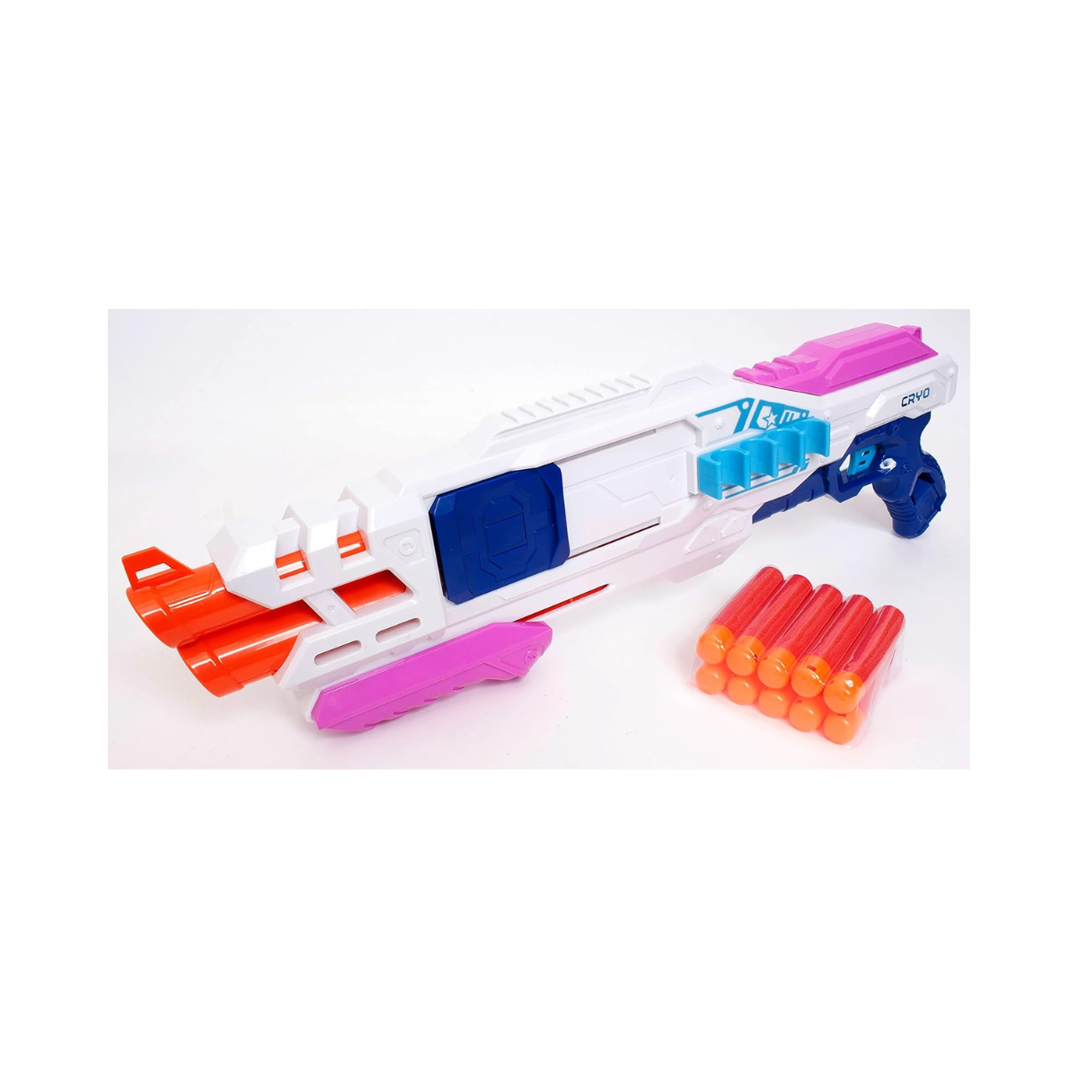 Boley Cryo Agent Anti Matter Blaster, Double Barrel Foam Dart Gun with Pump Action, 10 Darts Included, Kids 8+