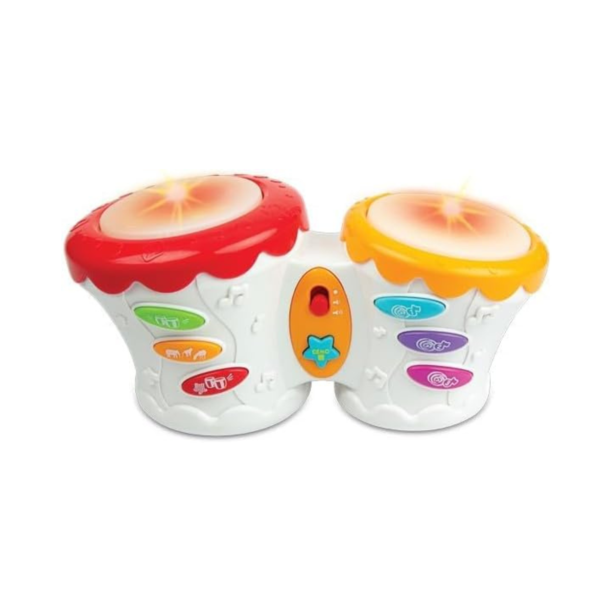 Winfun Groovy Baby Bongo Interactive Toy, Soft Touch Light Up Baby Drum, Rhythms Drum Sounds Animal Sound Effects, Musical Sensory Toy for Babies 6 Months+