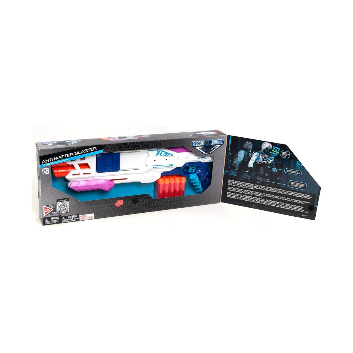 Boley Cryo Agent Anti Matter Blaster, Double Barrel Foam Dart Gun with Pump Action, 10 Darts Included, Kids 8+