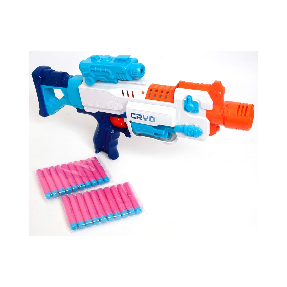 Cryo Agent Conqueror of Worlds Dart Gun, Removable Scope, 10 Dart Rotating Drum, Anti Jam Hatch, Shoulder Rest, Foam Blaster for Kids 8+