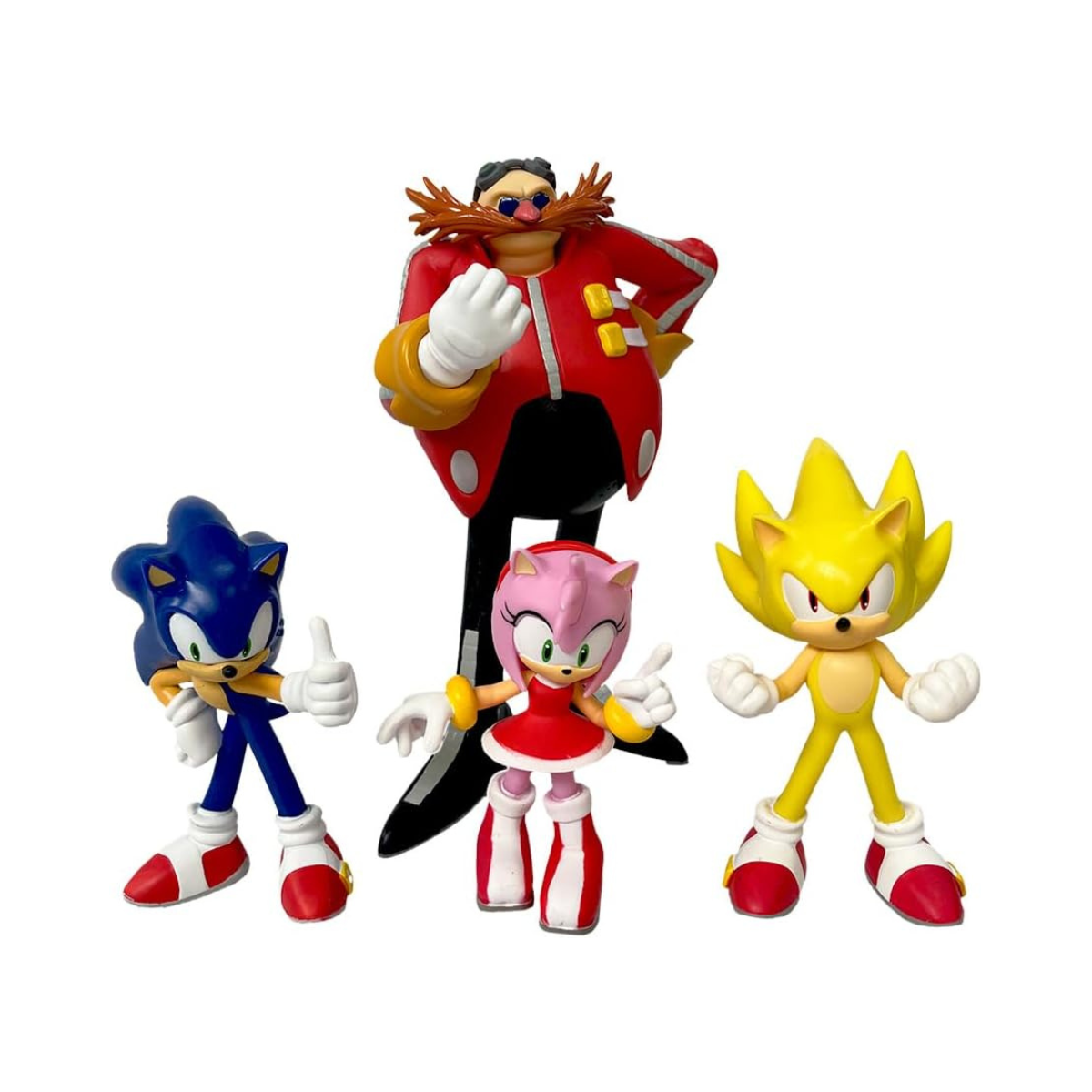 Comansi Super Sonic Miniature Figure 3-Piece Set, Sonic, Amy Rose, and Super Sonic Collectible Toys, Tabletop Play Figures, Special Paint Finish, Plastic Figures for Kids and Fans, Officially Licensed