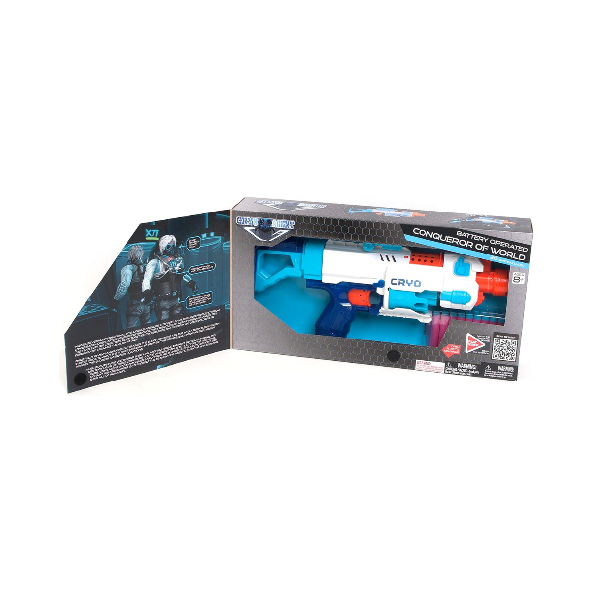 Cryo Agent Conqueror of Worlds Dart Gun, Removable Scope, 10 Dart Rotating Drum, Anti Jam Hatch, Shoulder Rest, Foam Blaster for Kids 8+