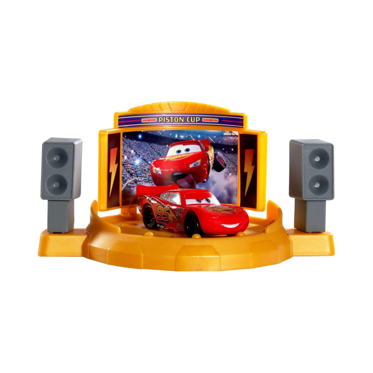 Mattel Disney Pixar Cars Piston Cup Jump & Stunt Runway Playset with Lightning McQueen, 2 Ways to Play, Ages 4+