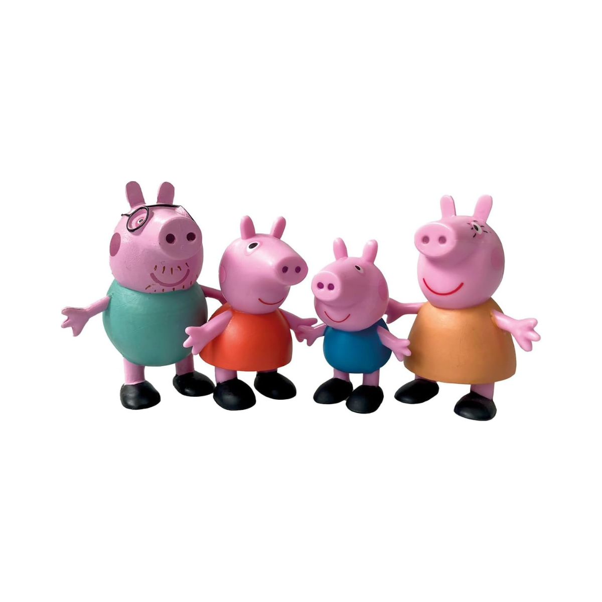 Comansi Peppa Pig Collection Set 4 Figures, Hand-Painted Non-Articulated Action Figures, Peppa, George, Mama, and Papa, Tabletop Collectibles, Cartoon Toy Set for Kids, Officially Licensed