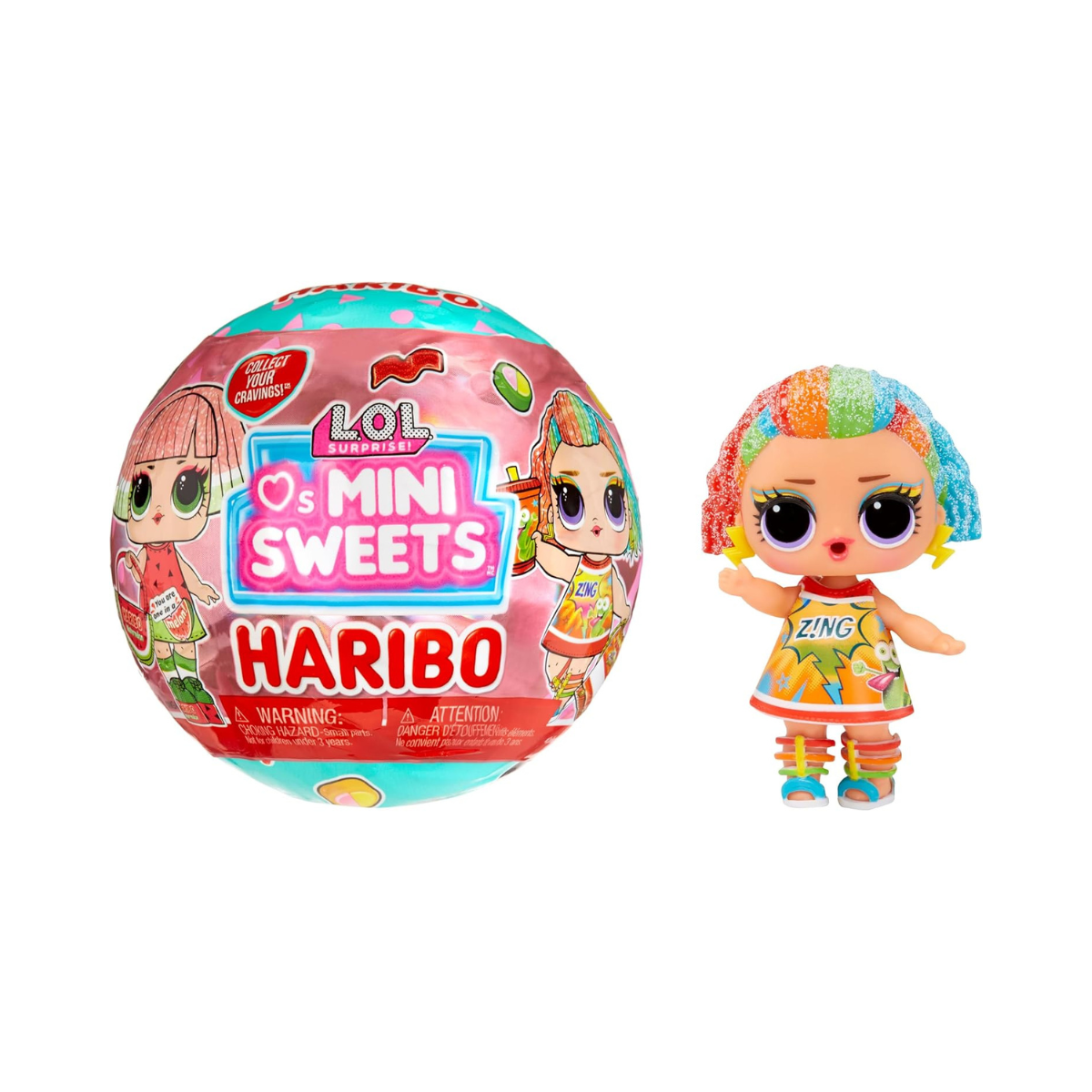 مجموعة دمى هاريبو من سلسلة LOL Surprise Loves Mini Sweets، 3 قطع، مع 7 مفاجآت، دمية أنيقة قابلة للتجميع مع ملابس، أحذية، إكسسوارات، زجاجة، وحقيبة، مناسبة للأعمار من 3 سنوات فما فوق