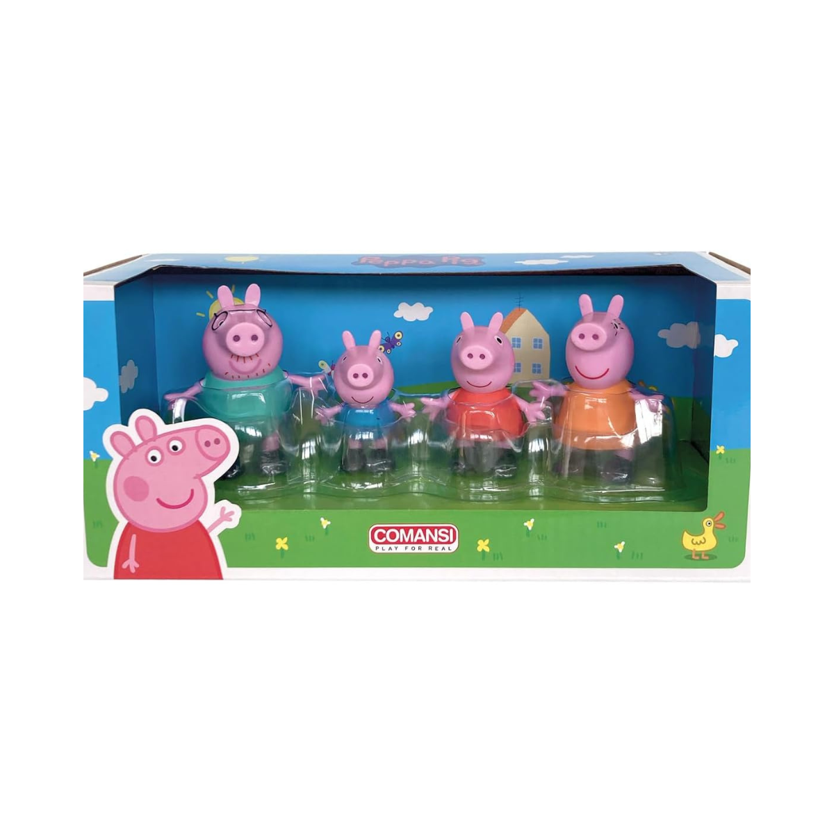 Comansi Peppa Pig Collection Set 4 Figures, Hand-Painted Non-Articulated Action Figures, Peppa, George, Mama, and Papa, Tabletop Collectibles, Cartoon Toy Set for Kids, Officially Licensed