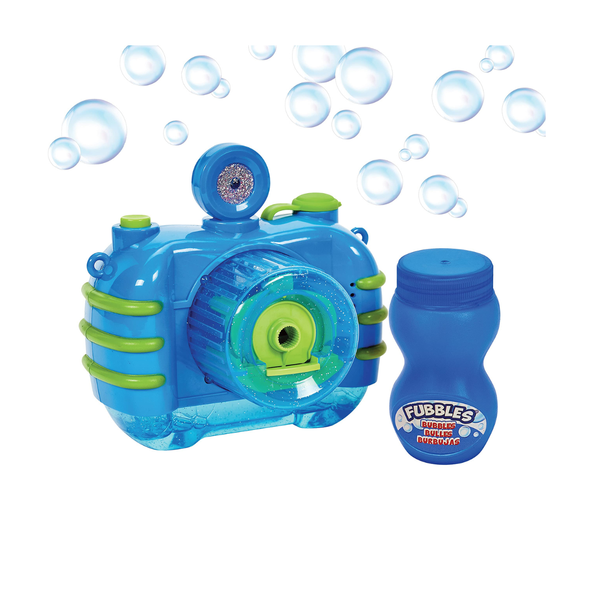 Fubbles No Spill Bubble Camera Toy, 118ml Bubble Solution Included, Automatic Bubble Camera for Kids, Non Spill Bubble Maker with Lights and Sound, Pretend Play Bubble Toy, Battery Operated, Outdoor Bubble Fun, Ages 3 Plus