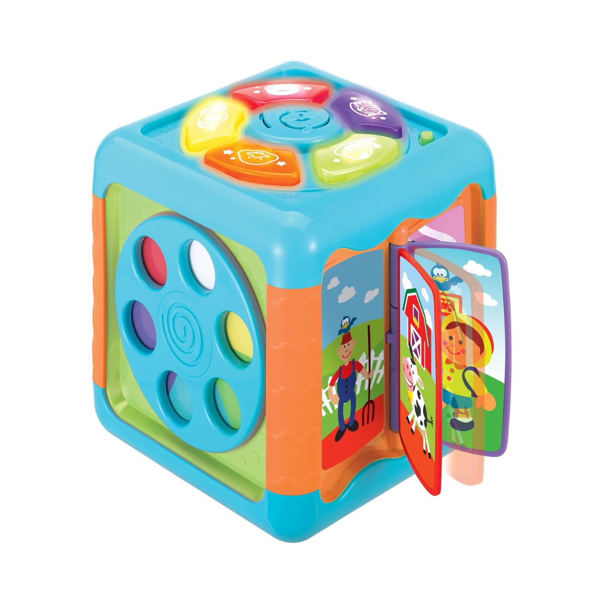 Winfun Children's Cube with Music + Light, Interactive Baby Discovery Activity Cube with Animal Buttons, Melodies + Sound Effects, 12 Months+