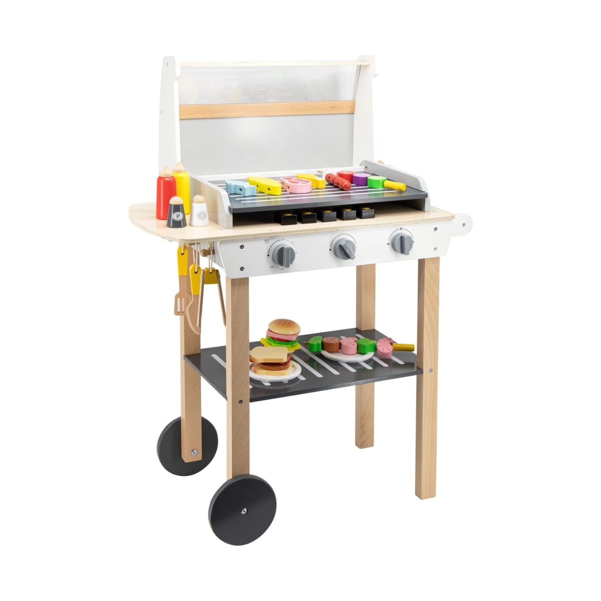 Viga Wooden Grill Toy for Children, Large, Multicolor, Educational Pretend Play for Boys and Girls 3+, Enhances Hand-Eye Coordination and Creativity