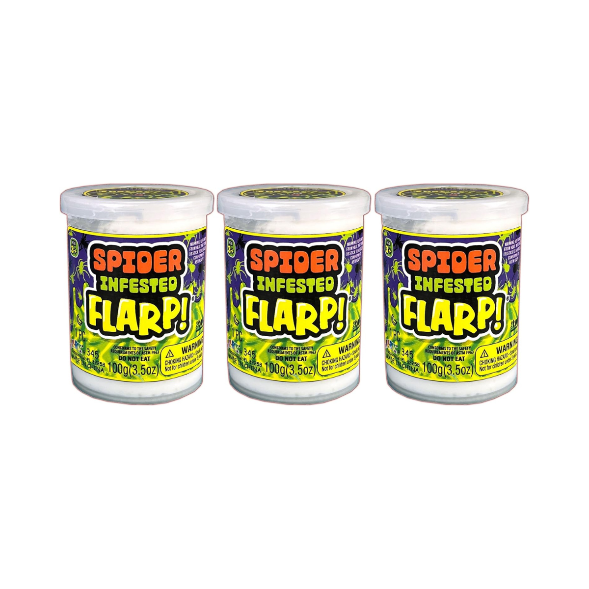 JA-RU Spider Infested Flarp Putty, 3-Pack Sensory Squishy Noise Putty with Creepy Spider Designs + Stress Relief Fidget Toy for Kids & Adults, Perfect for ADHD, Autism, Party Favors & Easter (345-3)