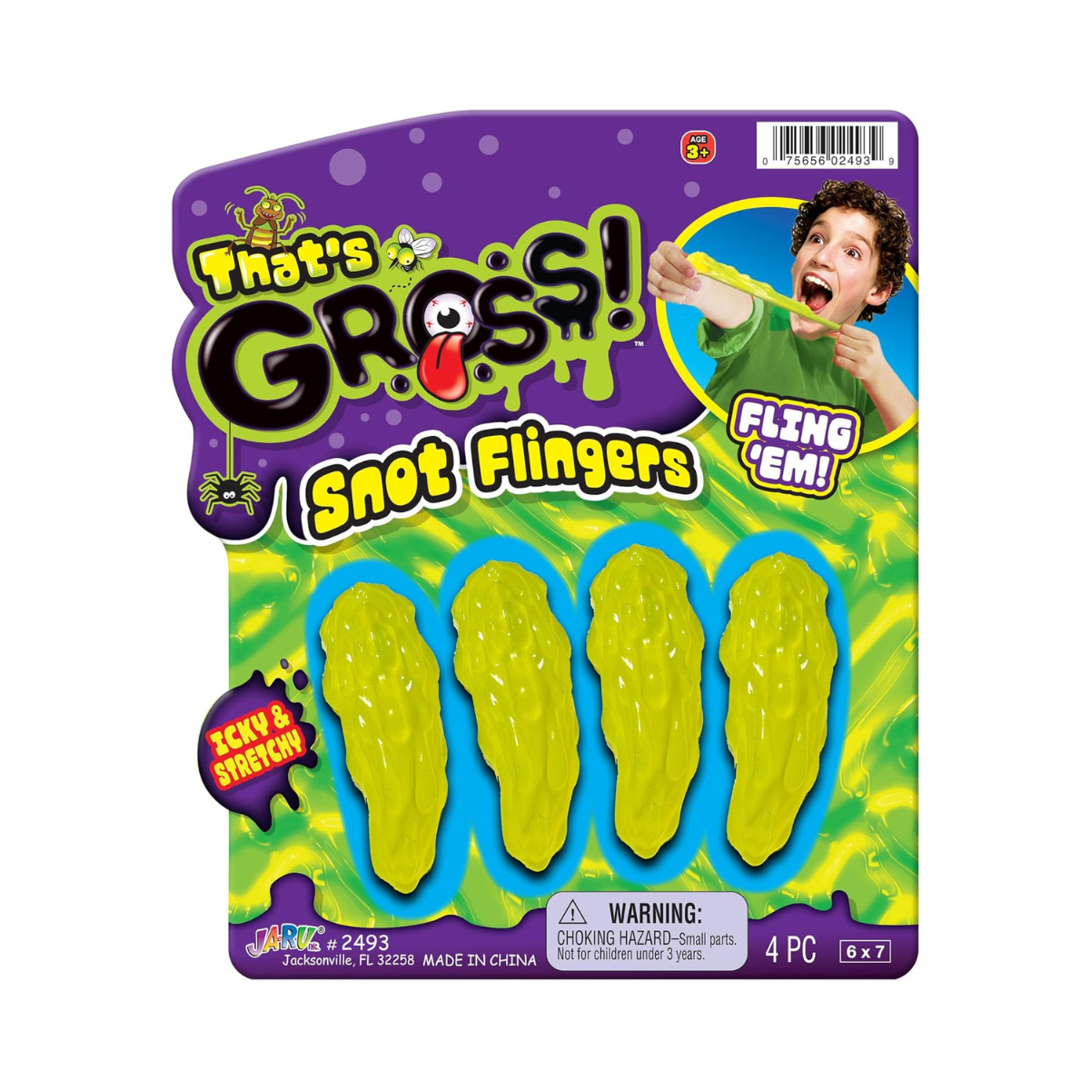 JA-RU Gross Snot Flinger Toy, Stretchy Sticky Flinger Booger Launcher, Funny Prank Toy for Kids 6Y+