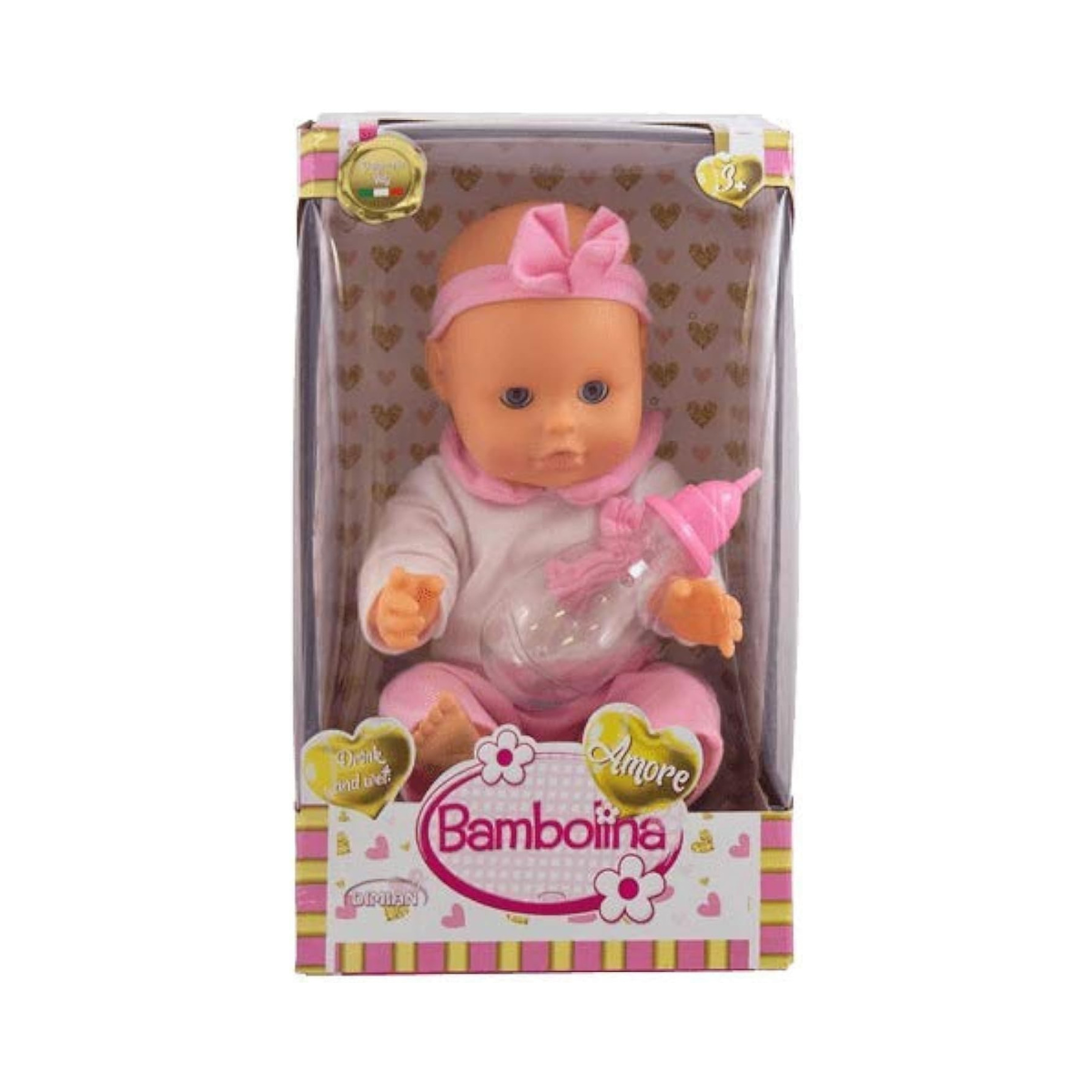 Bambolina Royal Drink and Wet Doll 33cm, Realistic Baby Doll Playset for Kids, Bottle and Potty Included, Ages 3 Years Plus