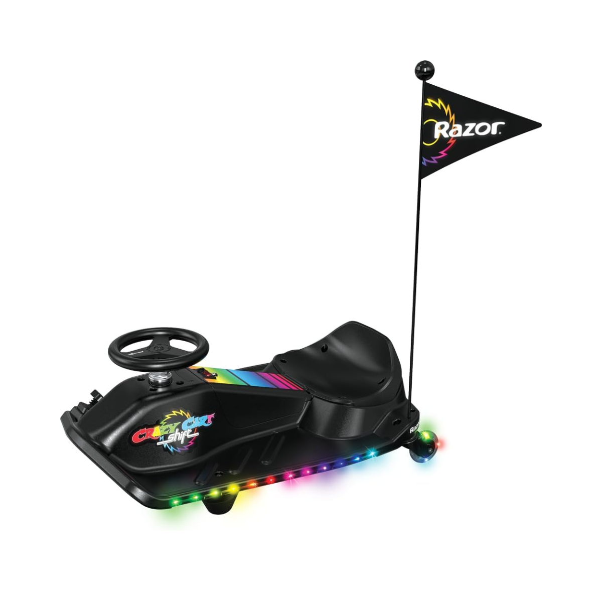Razor Crazy Cart Shift Lightshow Electric Drifting Go Kart for Kids, LED Lights, Power Core Motor, Variable Speed, Foot Pedal Control, Parental Speed Control, Ride On Toy for 6+ Kids