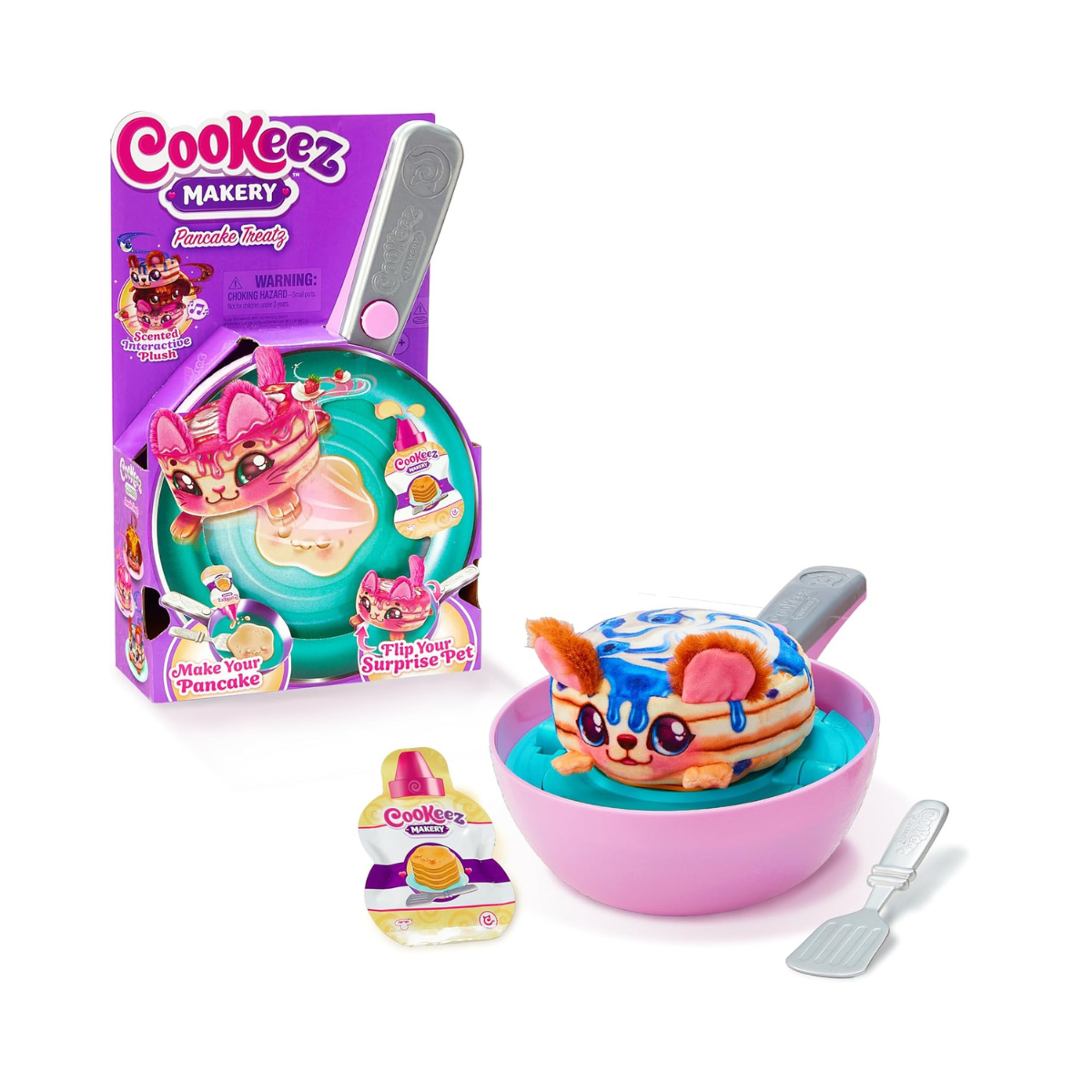 Cookeez Makery Pancake Treatz Interactive Plush Toy, Mix and Flip Surprise Pancake Plush, Scented Sound Plush Friend, Kids Creative Play Toy, 5 Years+