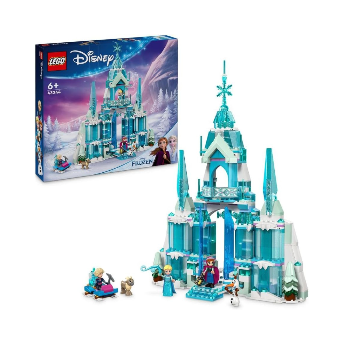 LEGO Disney Princess Frozen Elsa’s Ice Palace Building Toy Set 43244, Castle Playset with Elsa, Anna, Kristoff and Olaf Minidoll Figures, Creative Construction Gift for Kids, Girls and Boys Aged 6 Years+