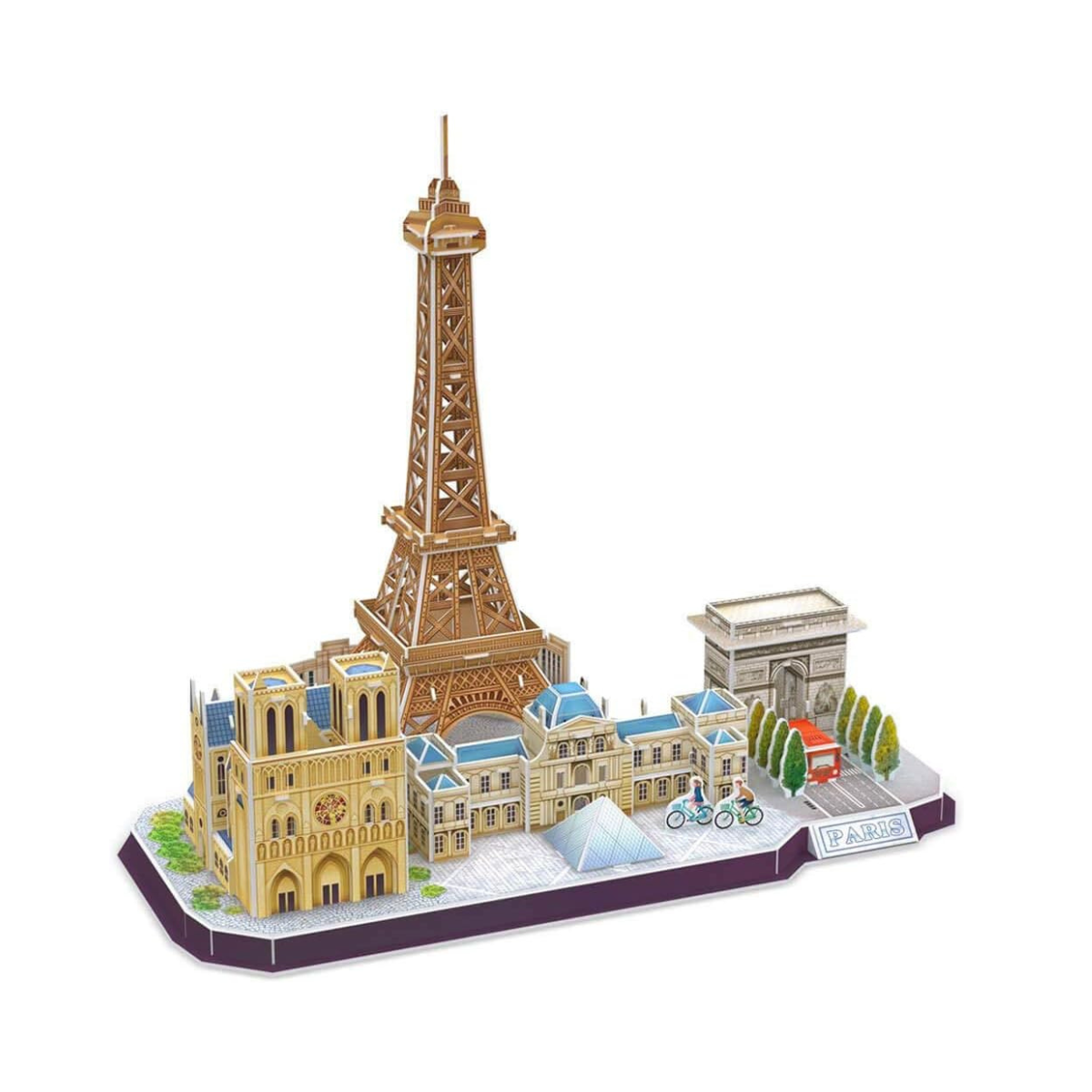 CubicFun 3D Puzzle City Line Paris Model Kit 114 Pieces Eiffel Tower Louvre Notre Dame Arc de Triomphe DIY Craft for Kids + Adults