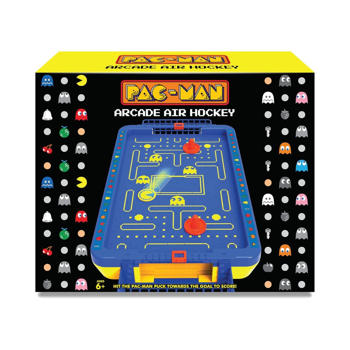 PAC-Man Electronic Air Hockey Arcade 2 Player Game Table with Floating Puck - Official Sounds and Air Surface - 52.5 x 8 x 27.8 cm - For Ages 3 and Above - Retrogaming Fans