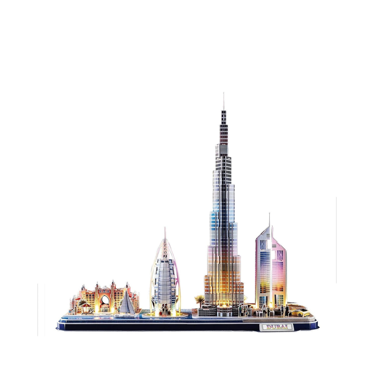 CubicFun 3D Puzzle LED Dubai Cityline Architecture Model Kit 182 Pieces City Skyline Display Gift for Adults + Kids Travel Souvenir