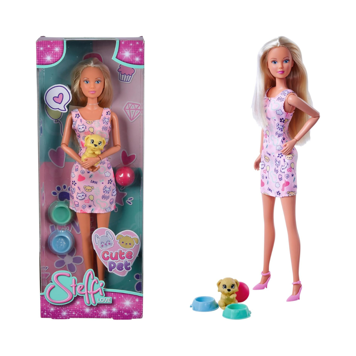Simba Steffi Love Cute Pet Doll 29 cm with Pet and Food Accessories Random Assortment for Kids Ages 3 and Up