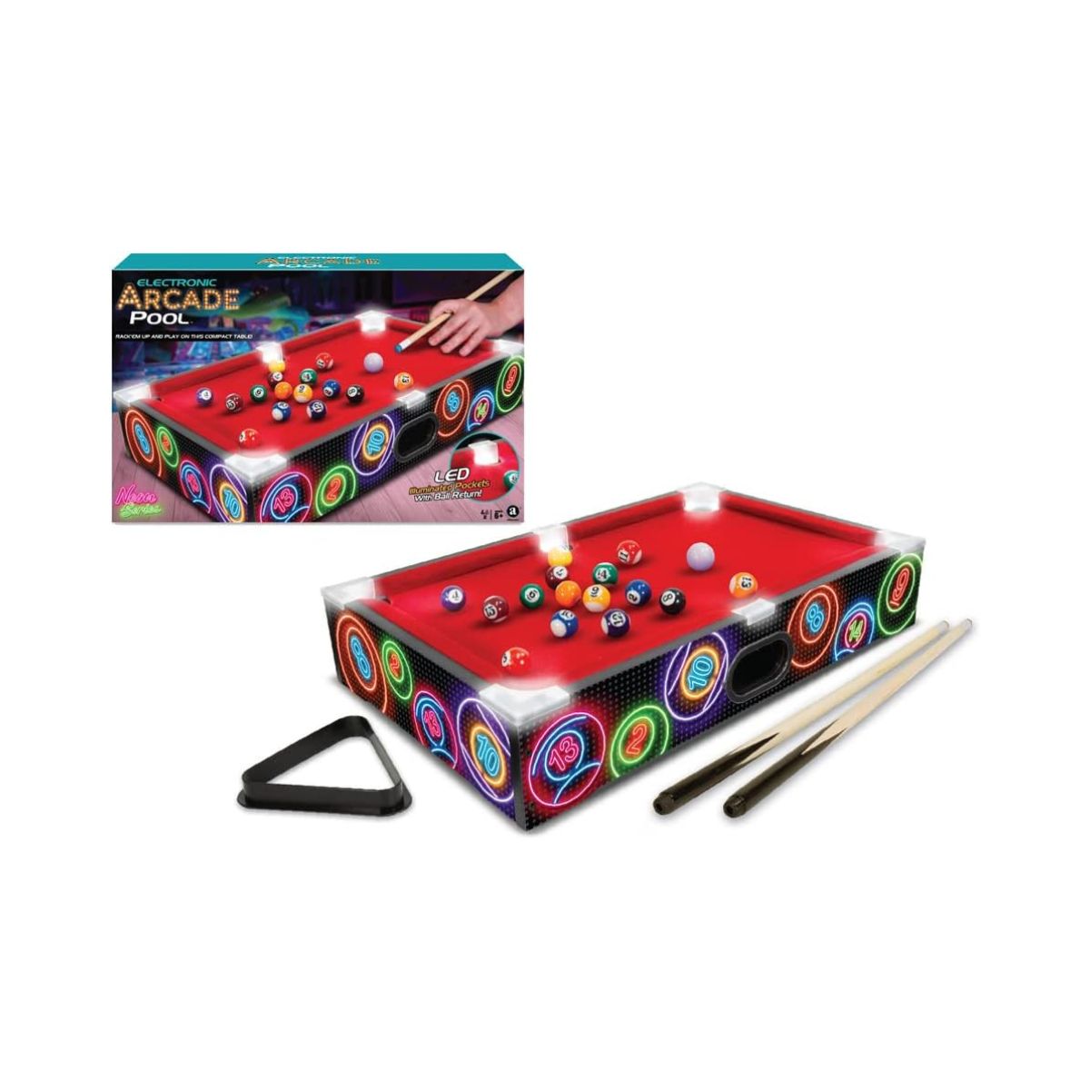 Ambassador Merchant Electronic Arcade Pool/Billiards, Black, Wood Material, Smooth Fast Action Surface, Kids 6-12 Years+