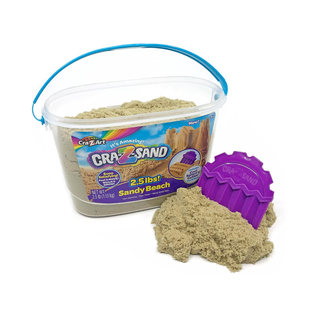 Cra-Z Sand Sandy Beach 2.5 lbs Sensory Play Sand with Cutter Non Toxic Never Drying Fun for Boys and Girls Ages 6+