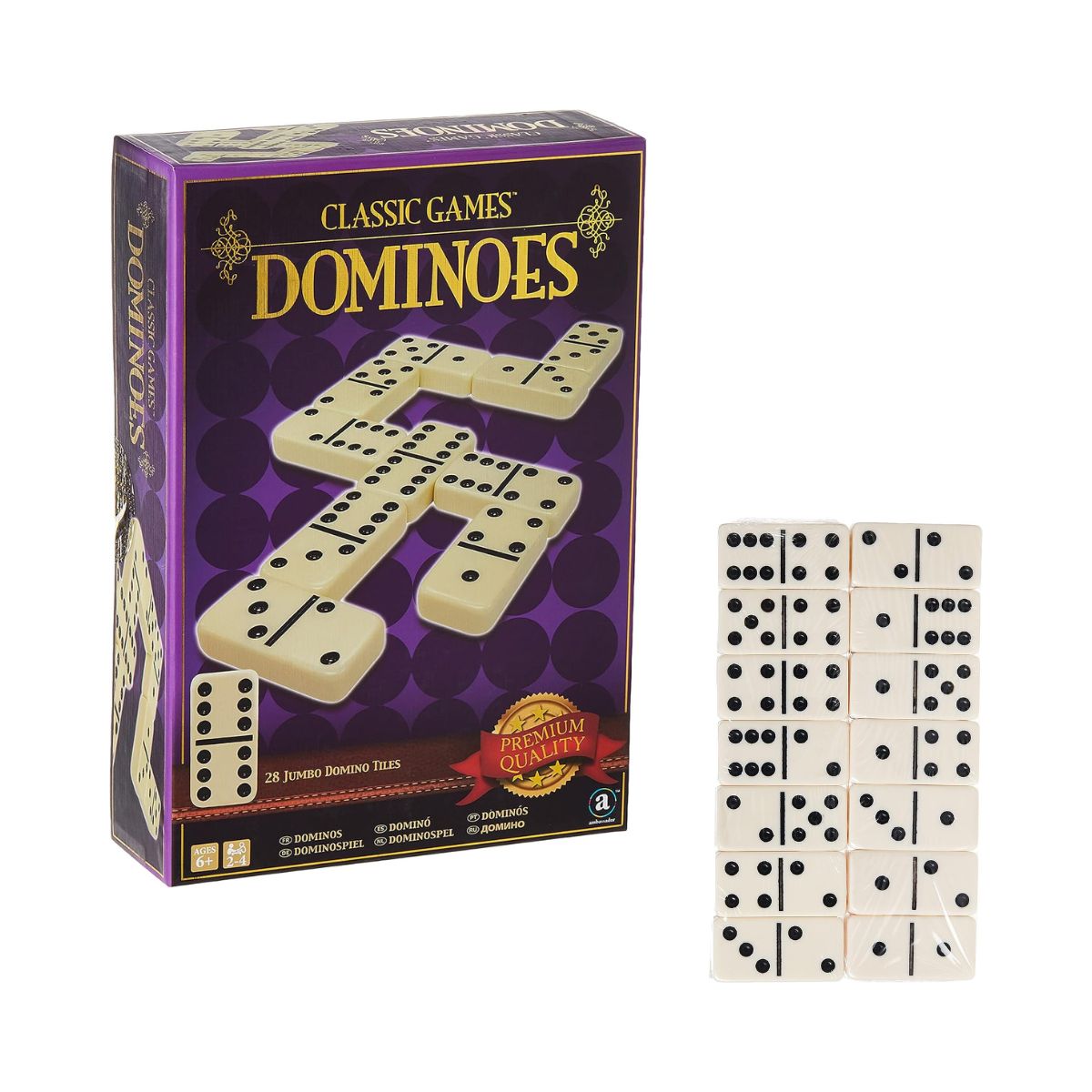 Ambassador Merchant Classic Games Dominoes, Linen, Off-White, 6 Years+