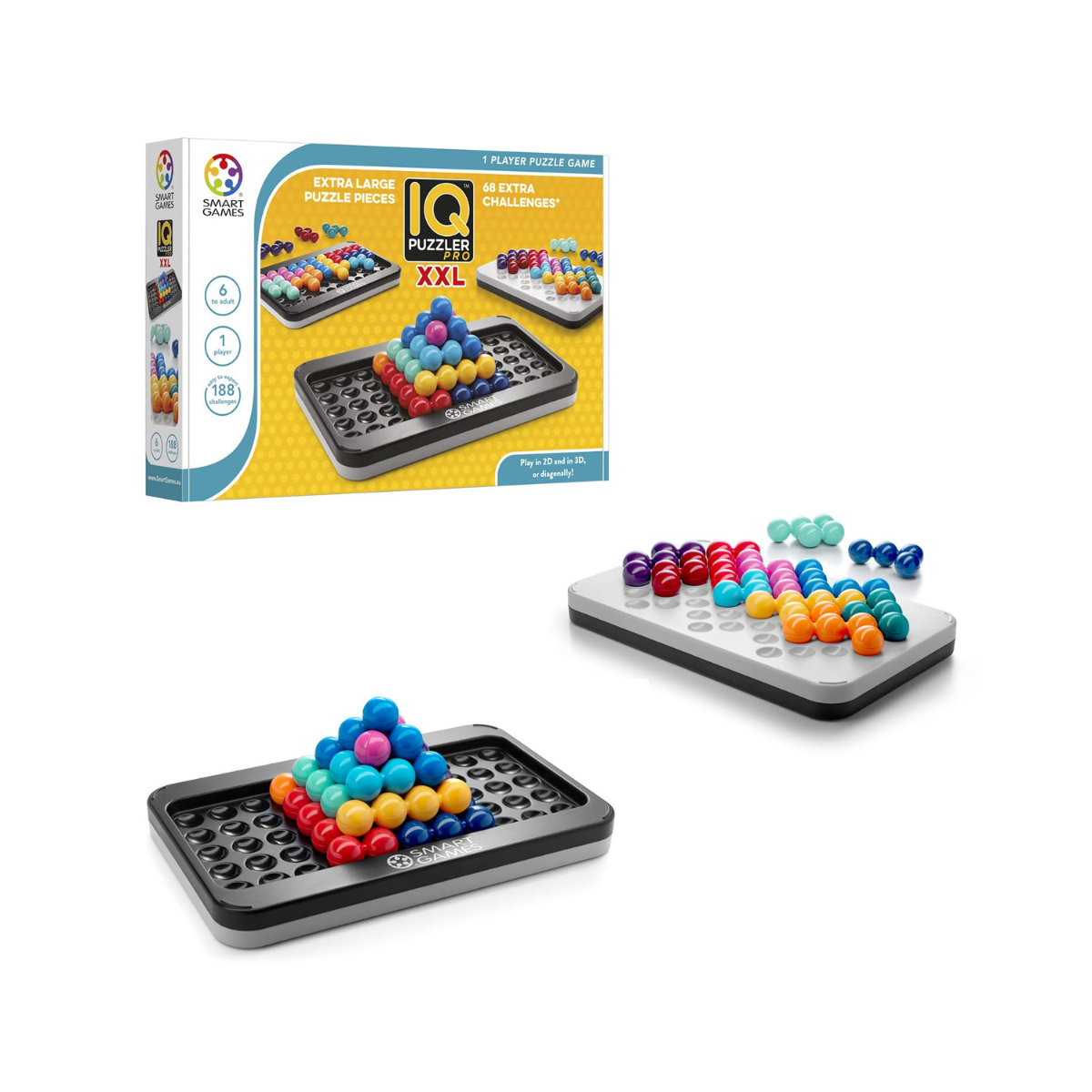 SmartGames IQ Puzzler Pro XXL, Brain Teaser Logic Puzzle Game with 188+ Challenges, STEM Educational Toy for Kids 6+