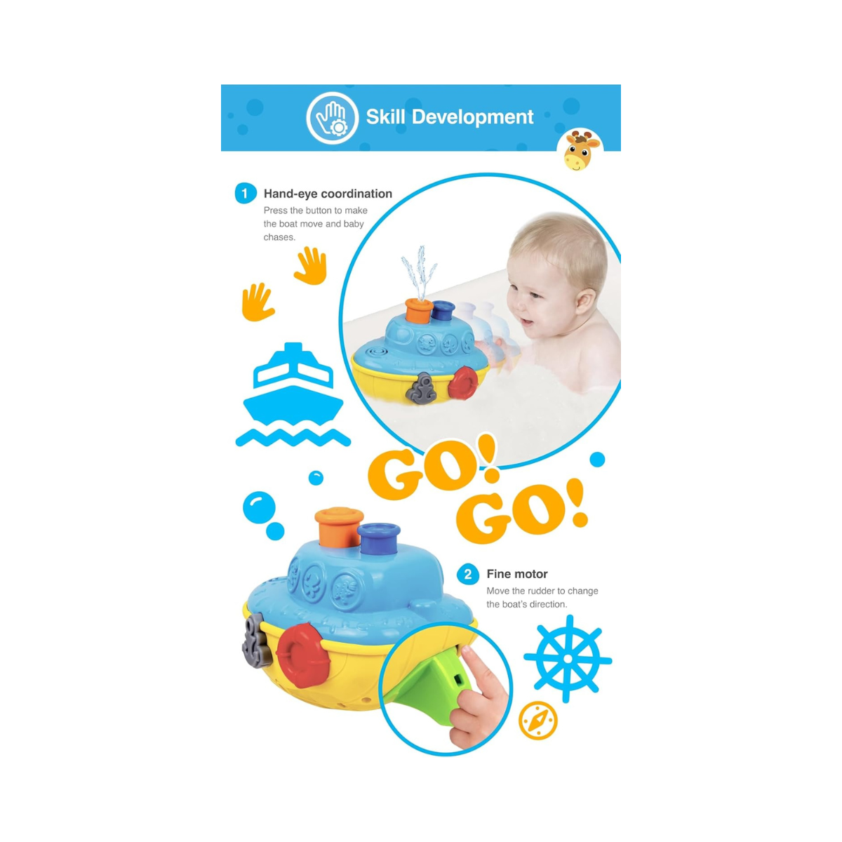 Winfun Water Fun Pal Boat Floating Bath Toy for Babies and Toddlers 6 Months and Up