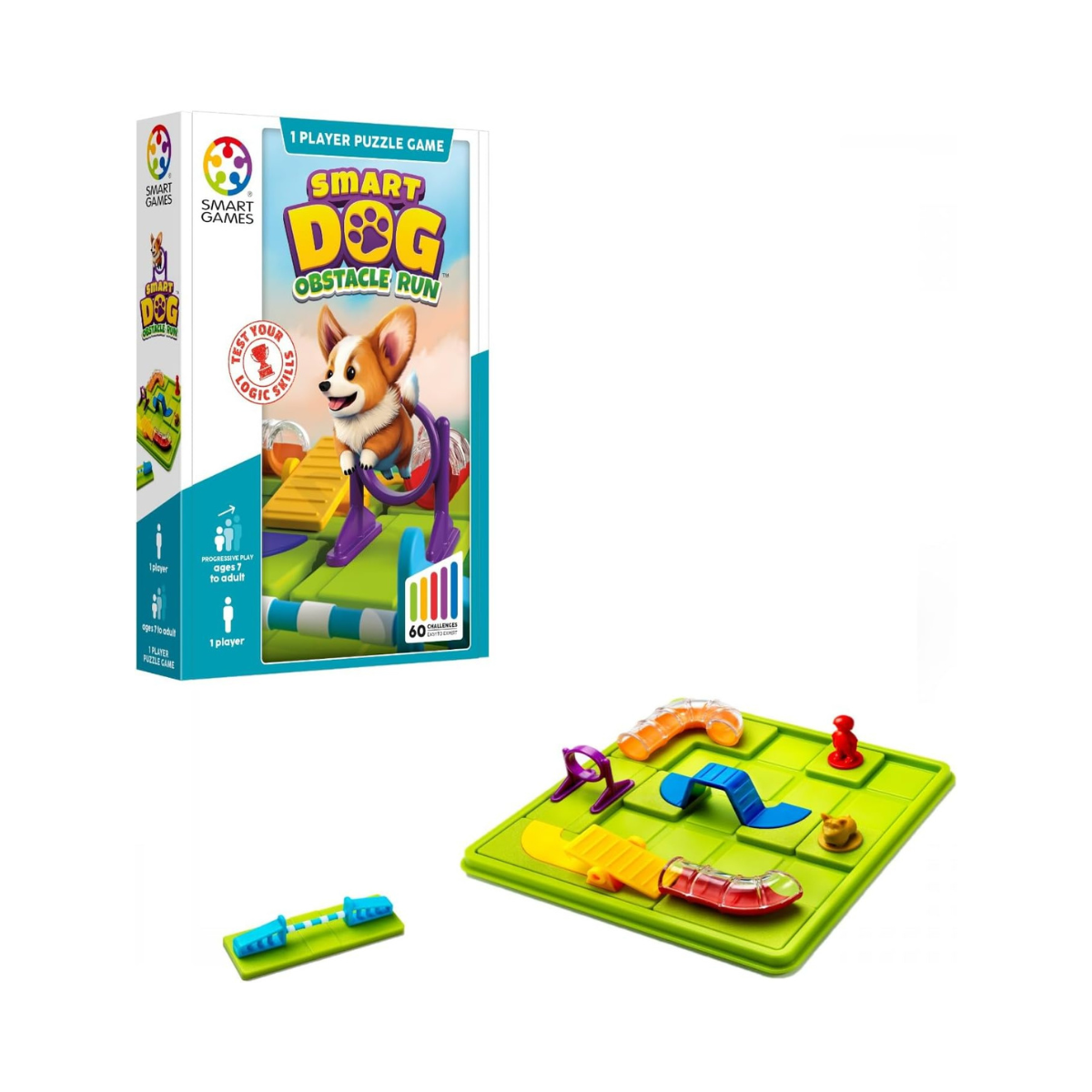 SmartGames Smart Dog Obstacle Course, Brain Teaser Puzzle with 60+ Challenges, STEM Educational Toy for Kids 7+