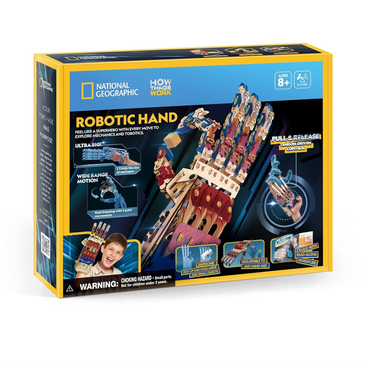 National Geographic Robotic Hand STEM Toy for Kids, Educational Robotics Kit, Interactive Engineering and Learning Tool, Ages 8+