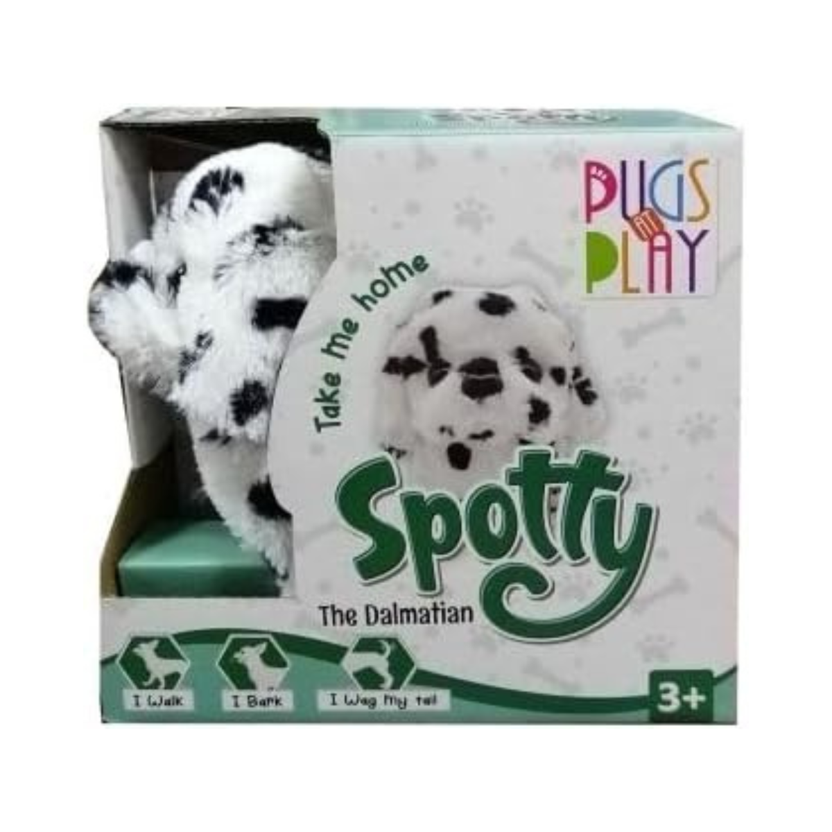 Pugs At Play Spotty Walking Dog Interactive Plush Toy with Bark Sound and Wagging Tail for Kids Ages 3 to 5