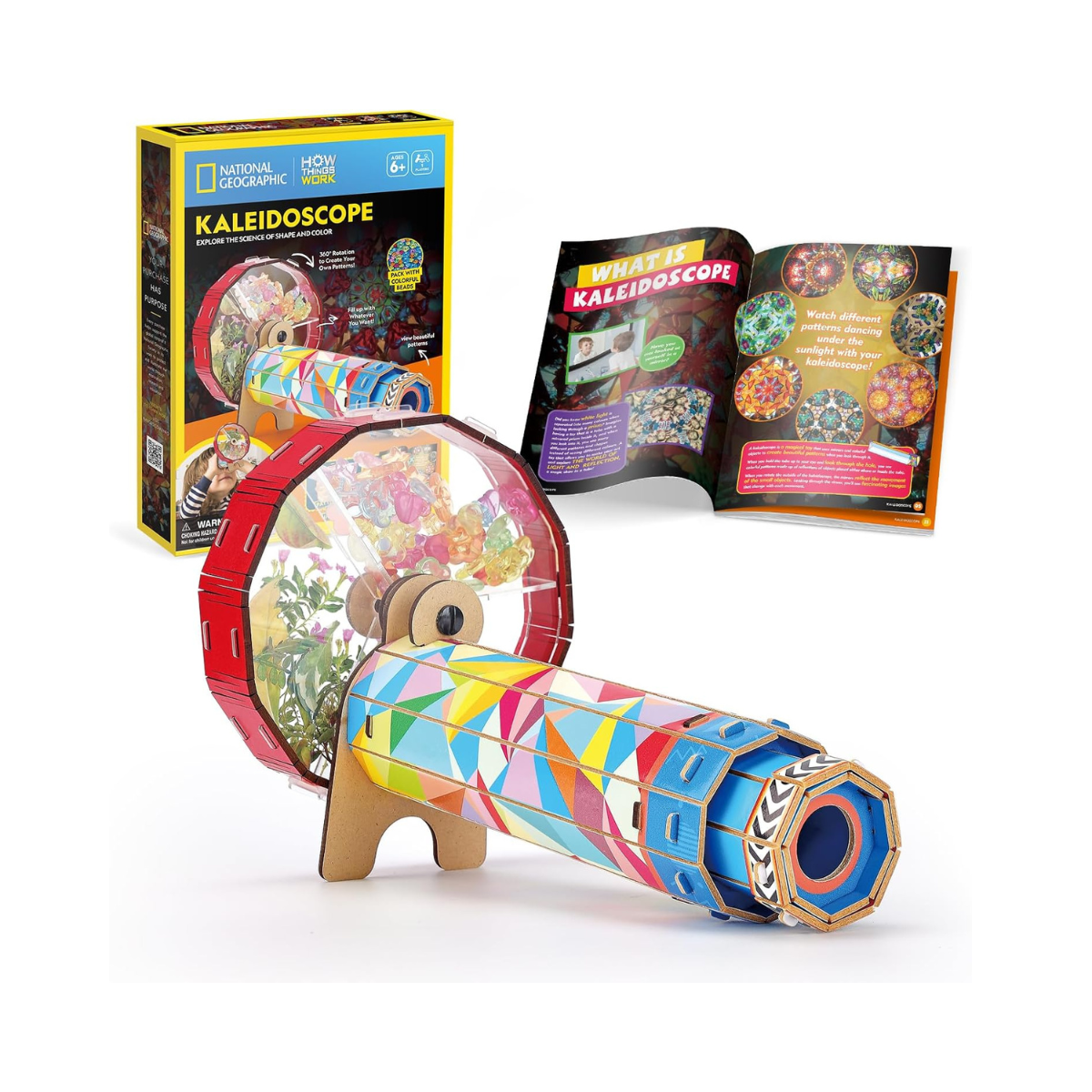 National Geographic 3D Kaleidoscope Puzzle 19-Piece STEM Educational Toy by Cubic Fun with Read-Along Adventure for Kids Ages 6 and Up