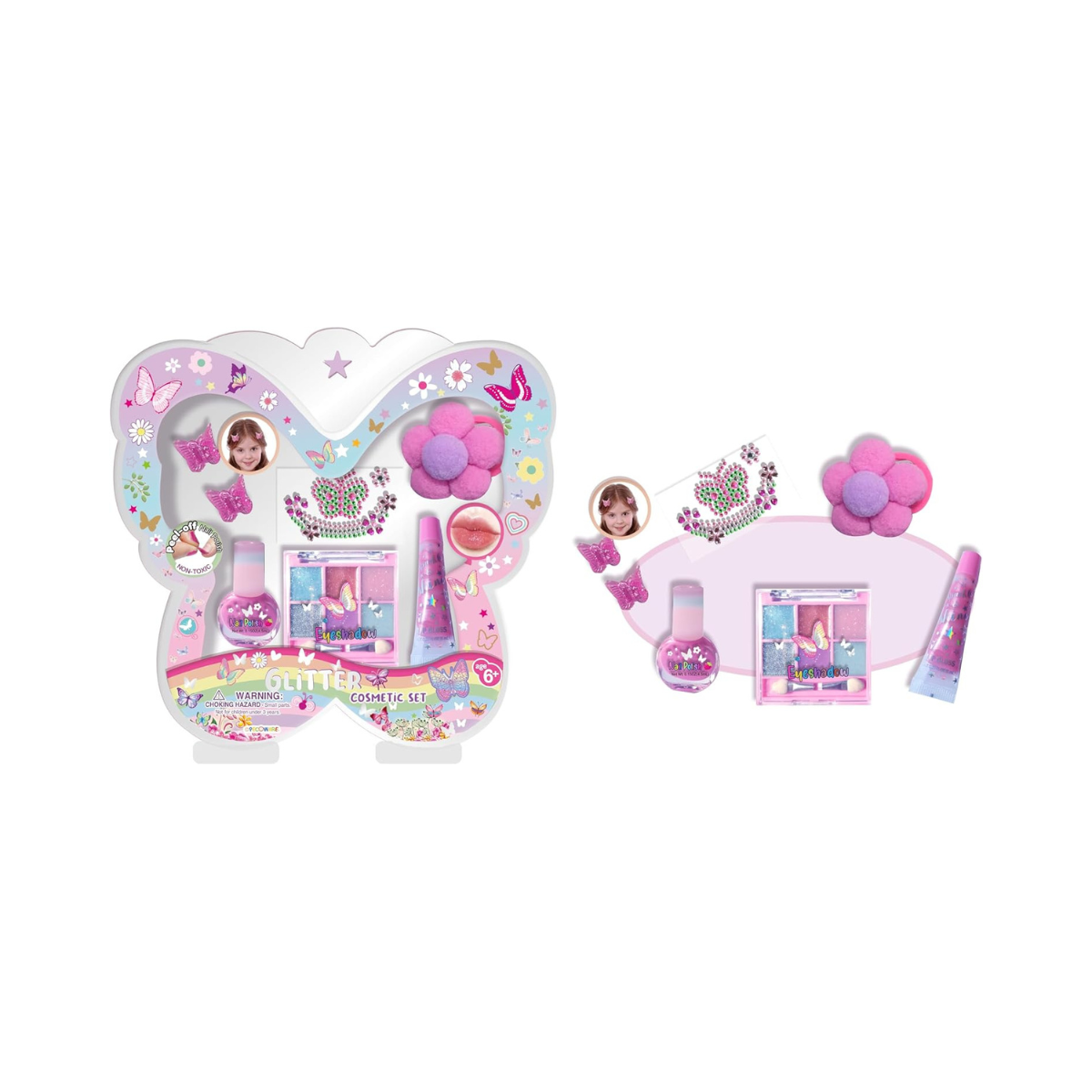 Pecoware Glitter Cosmetic Set, Multicolour Makeup Kit for Kids, 3+