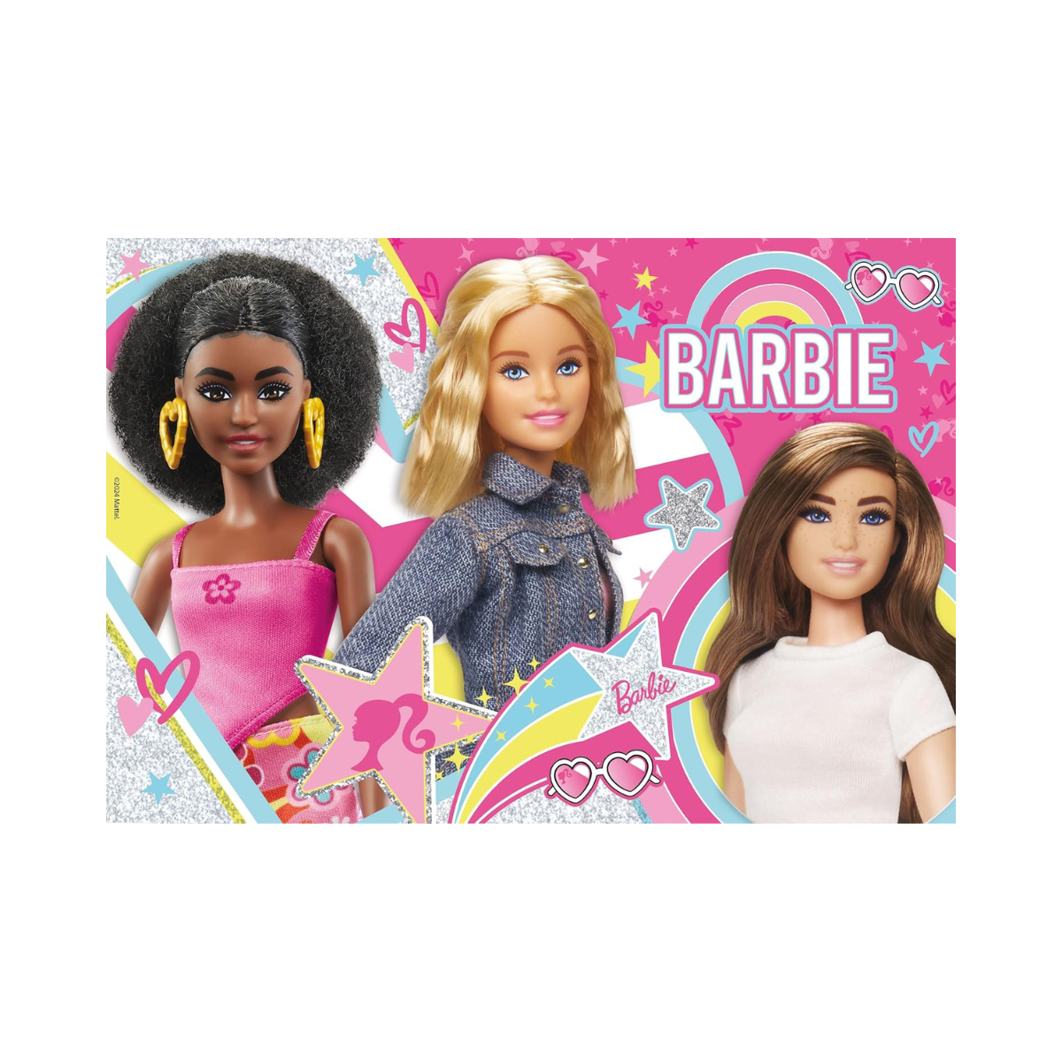 Barbie Glitter Puzzle 108 Pieces Barbie Best Friends Forever, Sparkly Jigsaw Puzzle with Adhesive Gems, Creative Educational Toy for Kids Ages 4+