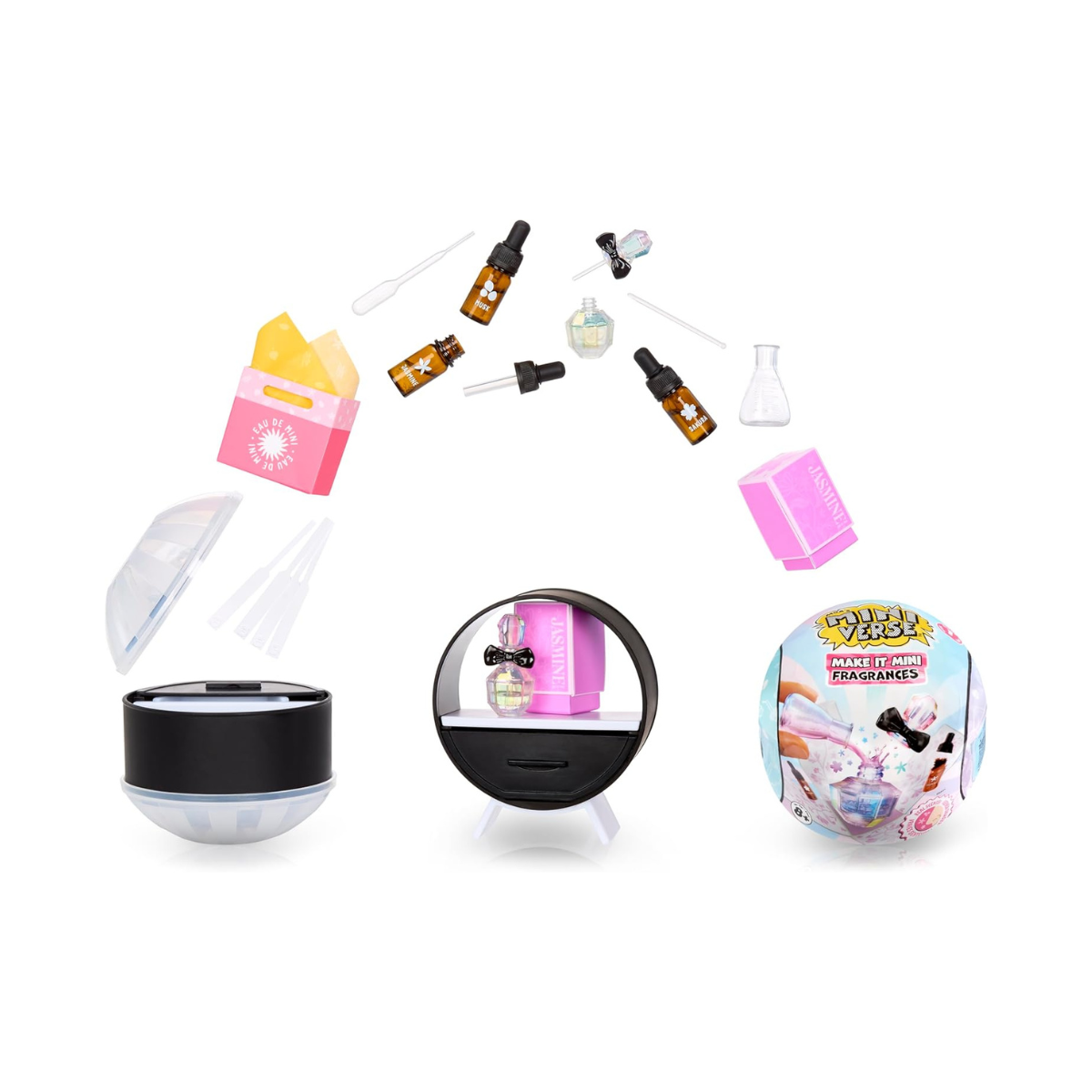 MGA Miniverse Make It Mini Fragrances DIY Collectible Perfume Set, Wearable Mini Scents with Vanity Display, Ages 8+