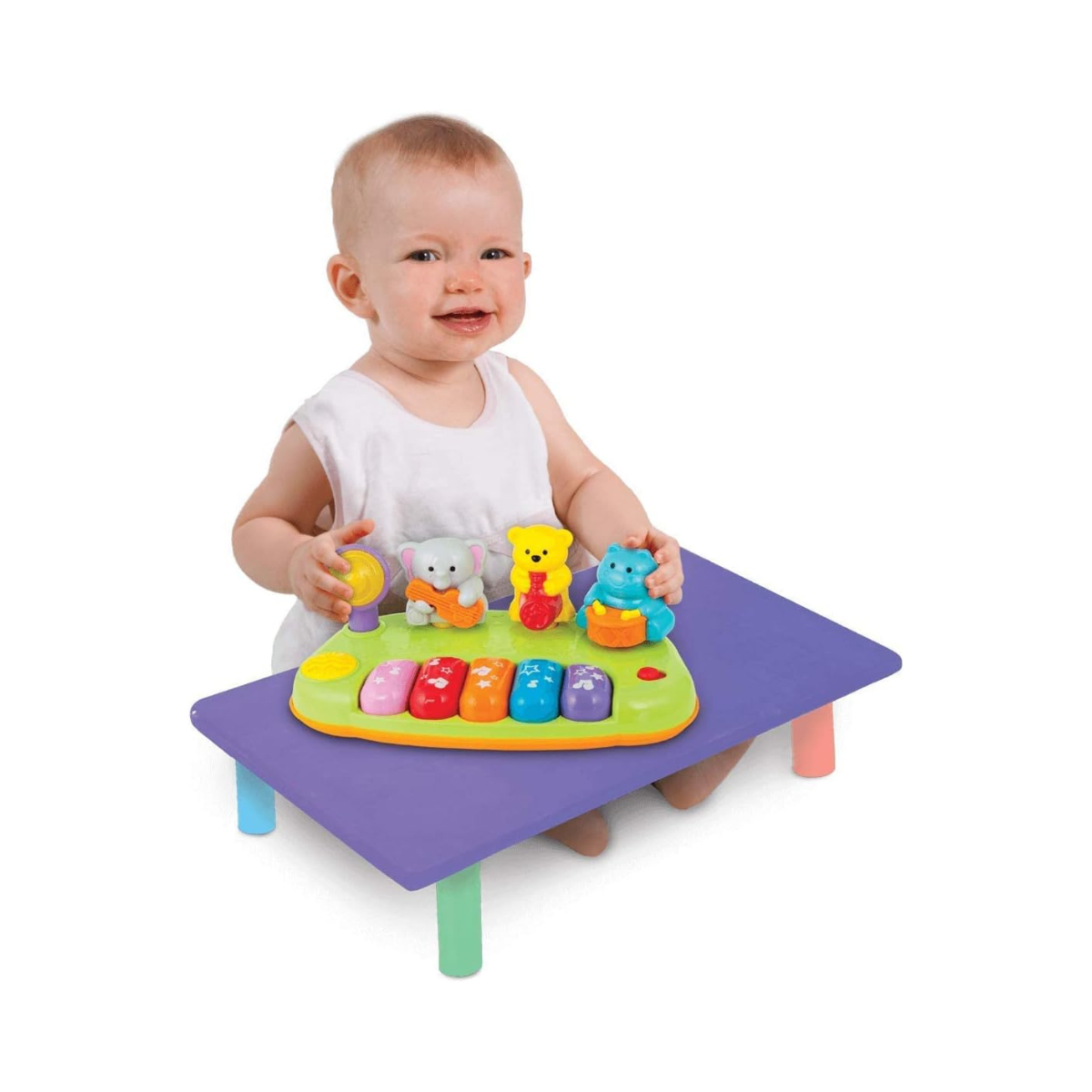 Winfun Jungle Band Piano, Light Up Musical Keyboard with Animal Sounds and Jungle Melodies, Interactive Music Toy for Toddlers, For Boys and Girls 18M+