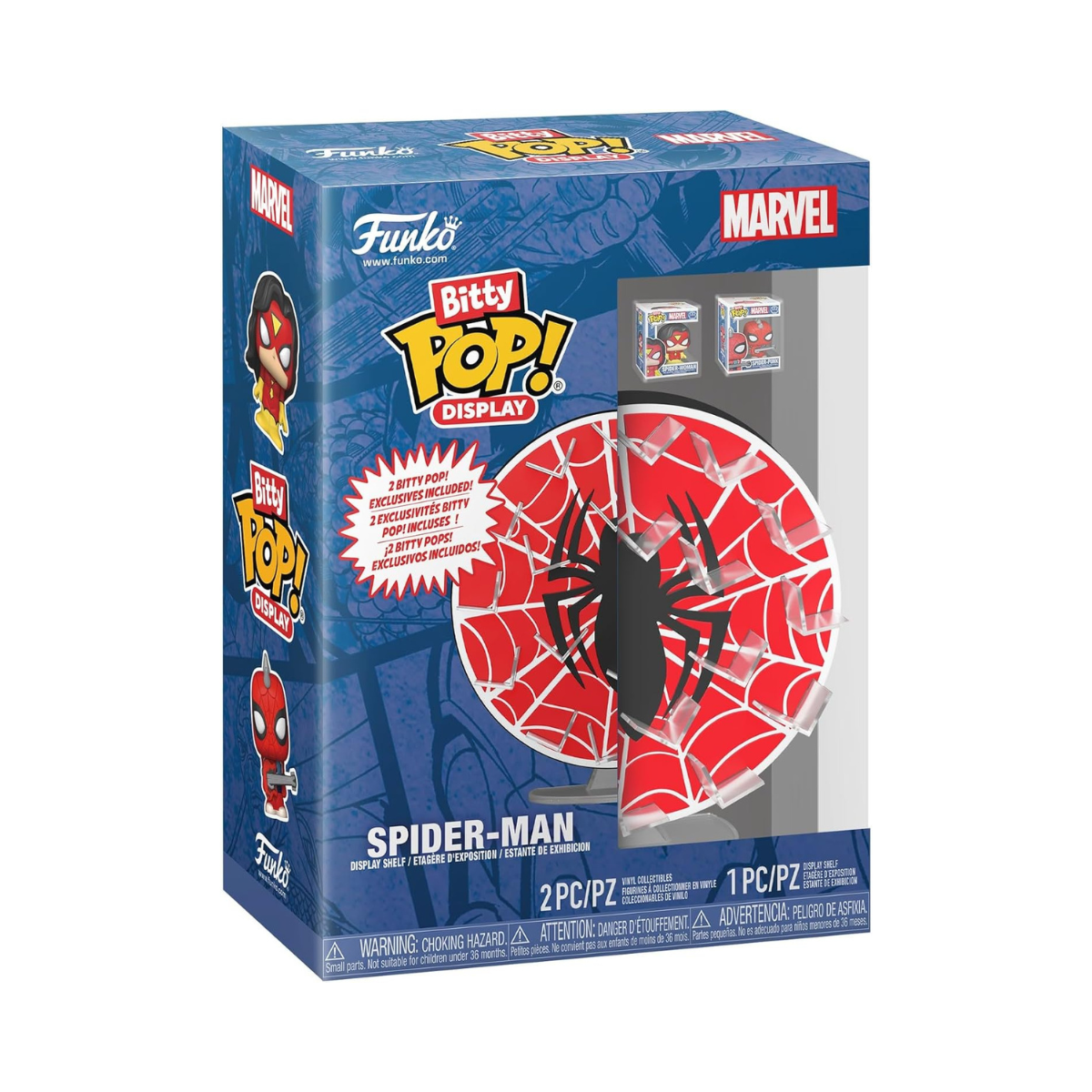 Funko Pop! Bitty Display: Spider-Man Web - Spider-Punk & Spider-Woman Exclusive Included - Display Total of 18 Bitty Characters