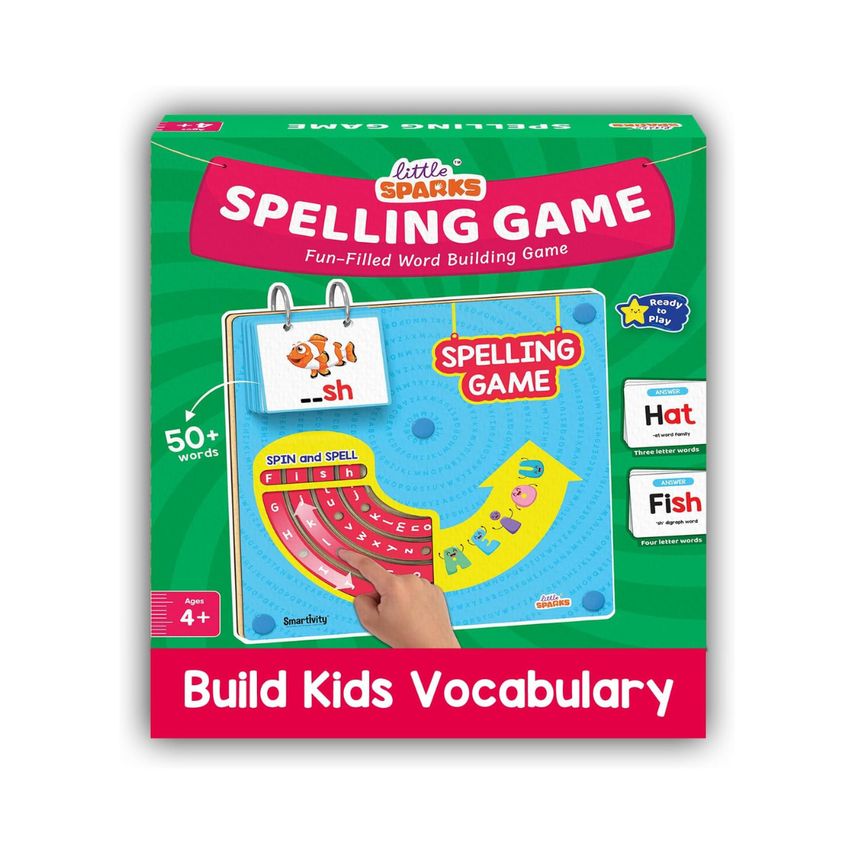 Smartivity Spelling Game Learning Toy for Kids 4-8 Years Old I 50+ Picture Cards I Birthday Gift I Educational Word & Vocabulary Building Toy with Rotating Letter Wheels I Travel-Friendly