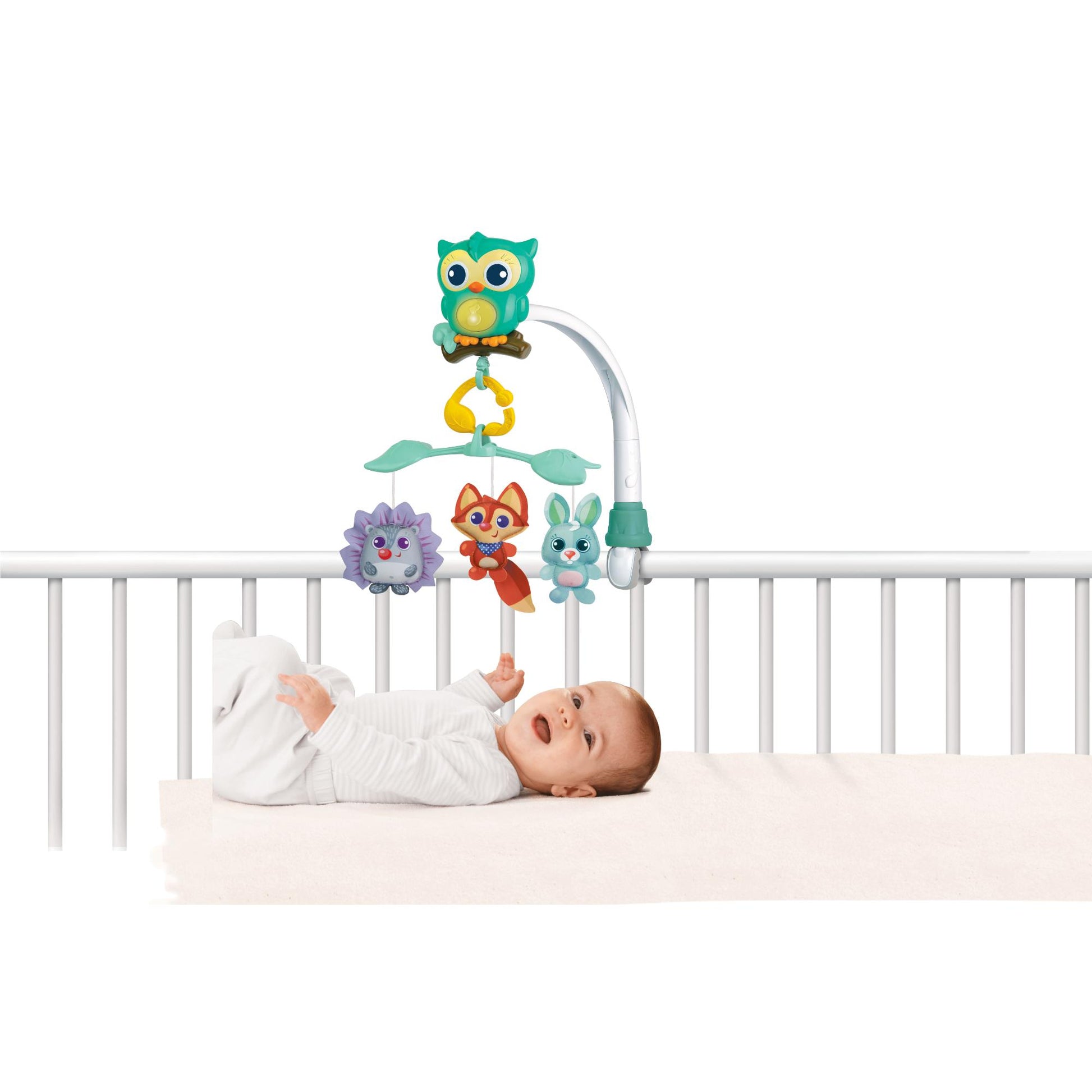 Winfun 3-in-1 Woodland Friends Soothing Mobile, Musical Crib Mobile, Stroller Toy & Light-Up Owl Pal for Babies 0+ Months