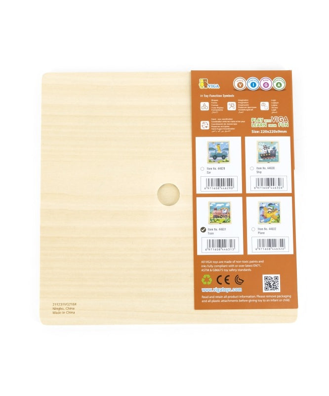 Viga Train, 9 Piece Jigsaw Puzzle, Montessori Wooden Toy, Develops Sensory, Cognitive & Fine Motor Skills, Non-Toxic & Eco-friendly Kids Educational Toy, Suitable for Boys and Girls Aged 18M+
