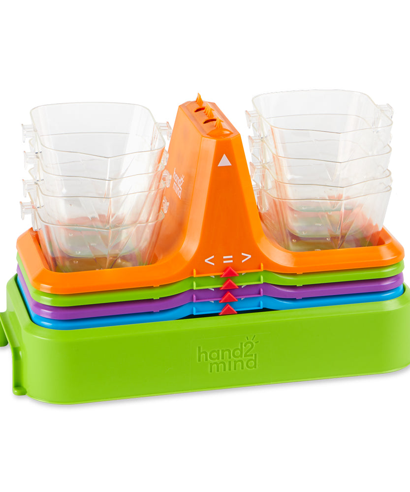 موازين دلو قابلة للتركيب من Learning Resources (مجموعة من 4)، ميزان رياضيات تفاعلي لتعلم الوزن والحجم والتكافؤ، مثالي للأطفال من سن 3 سنوات فما فوق