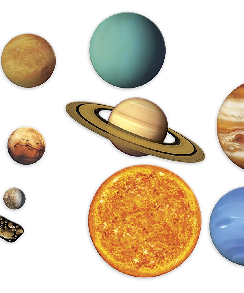 موارد التعلم - النظام الشمسي المغناطيسي العملاق، ألوان كاملة، مغناطيسات النظام الشمسي الواقعية للعروض التوضيحية على السبورة البيضاء، تتضمن الكواكب، بلوتو، القمر، حزام الكويكبات ودليل الأنشطة، للأطفال من سن 5 سنوات فما فوق