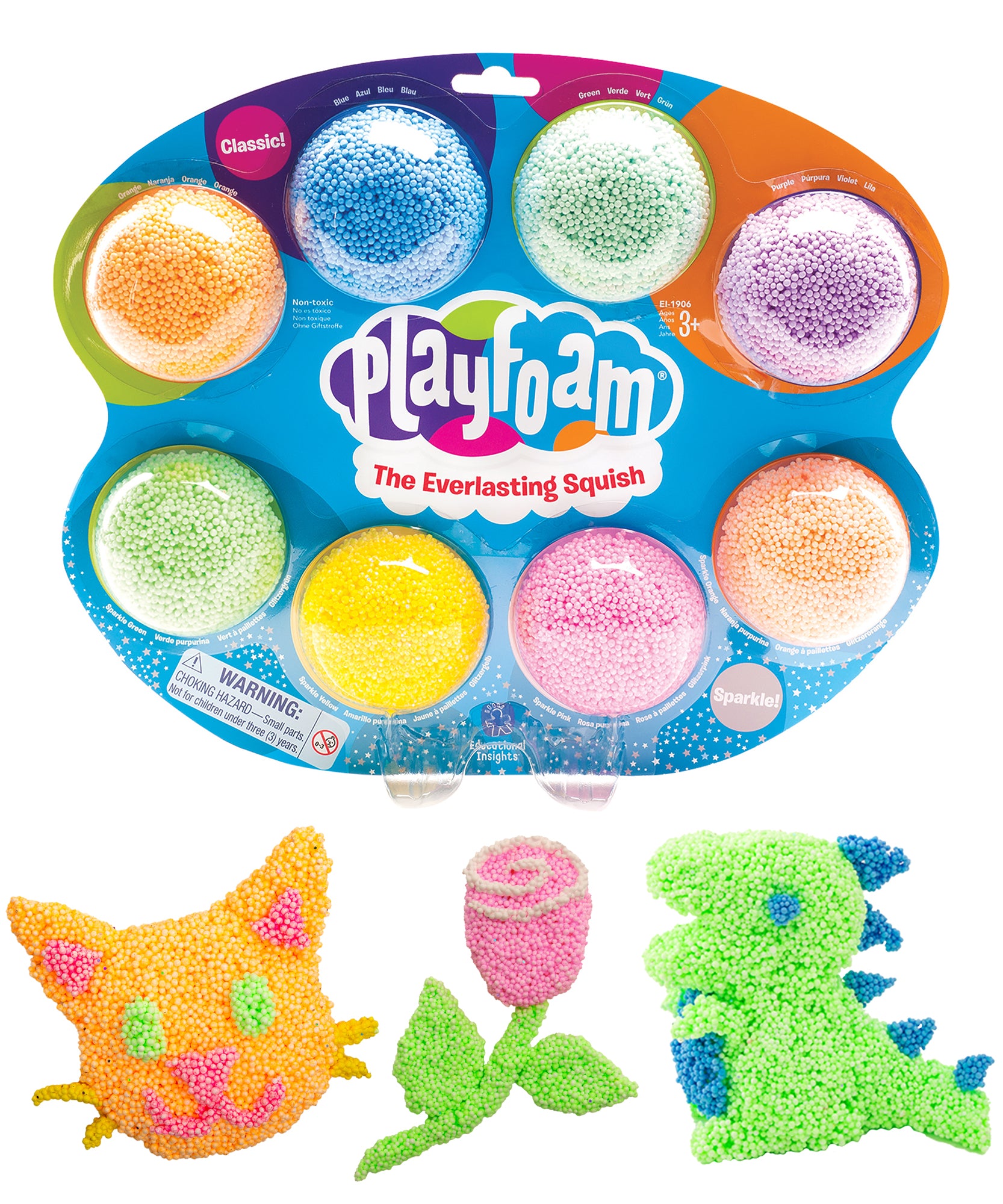 Learning Resources Playfoam Combo 8-Pack, Mess-Free Sensory Play Foam, Never Dries Out, Includes Classic and Sparkle Colors for Creative Play