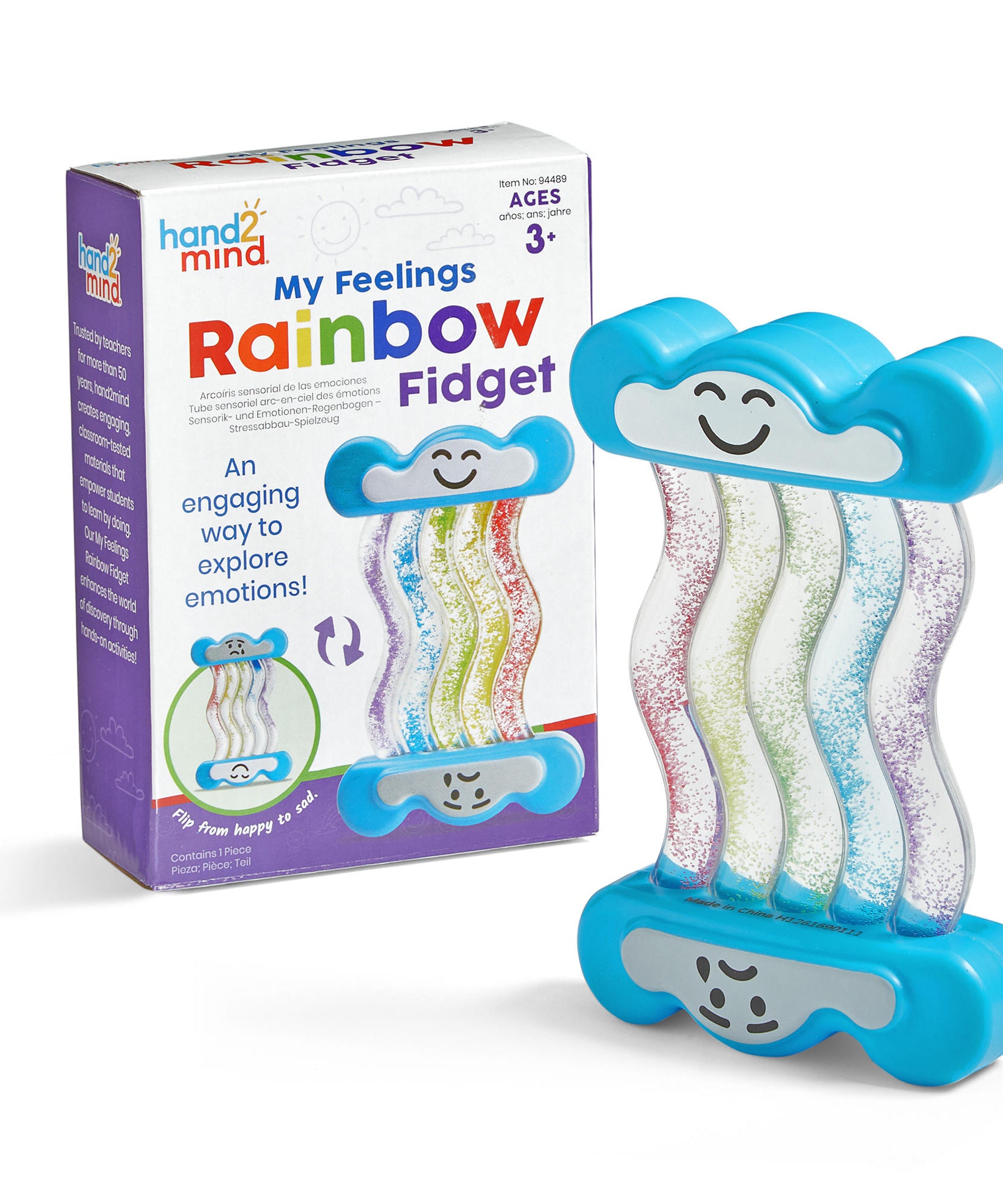 موارد التعلم - لعبة فيدجيت قوس قزح "مشاعري"، لعبة تنظيم المشاعر ثنائية الجوانب، للأعمار من 3 سنوات فما فوق