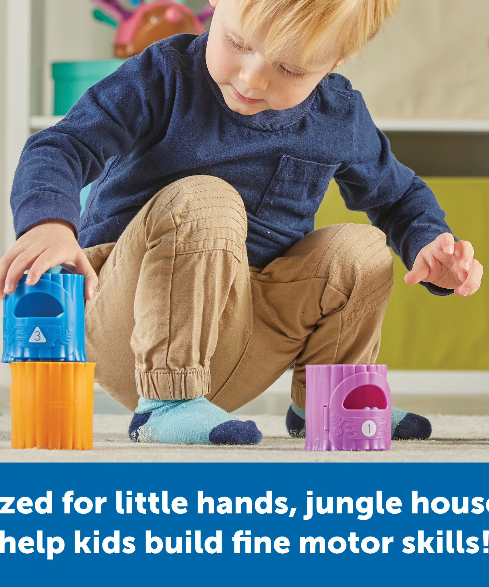 مجموعة ألعاب Peekaboo Learning Jungle من Learning Resources، لعبة تفاعلية للأطفال الصغار لتعليم العد والألوان والمهارات الحركية الدقيقة